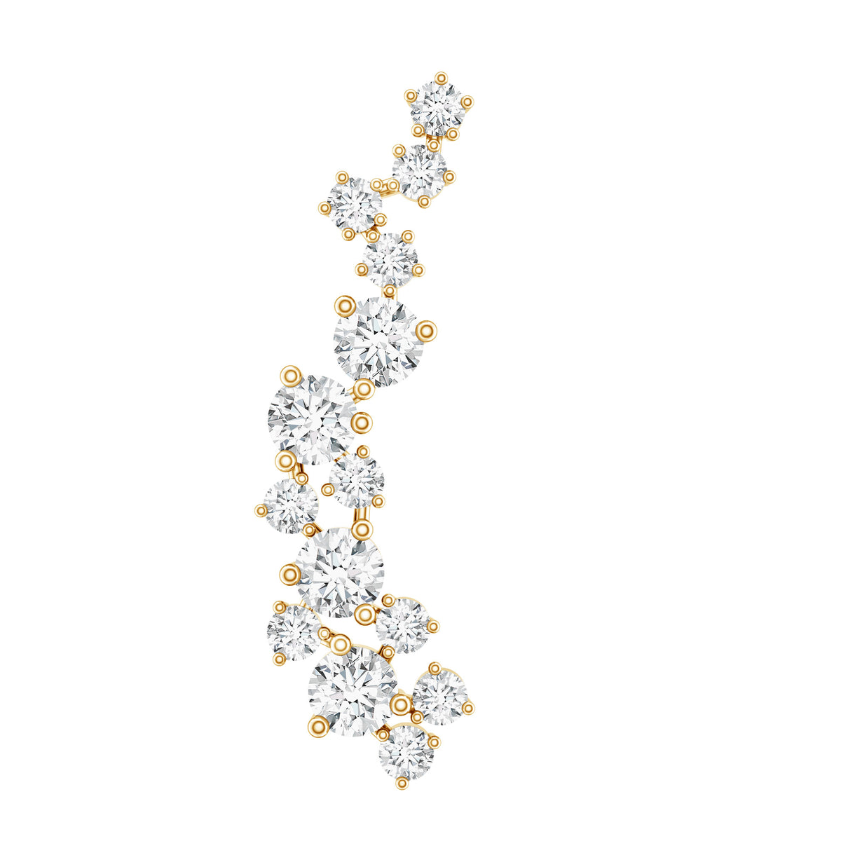 Diamond Cluster Crawler Earring for Helix Piercing Lab - ( EF-VS ) - Rosec Jewels