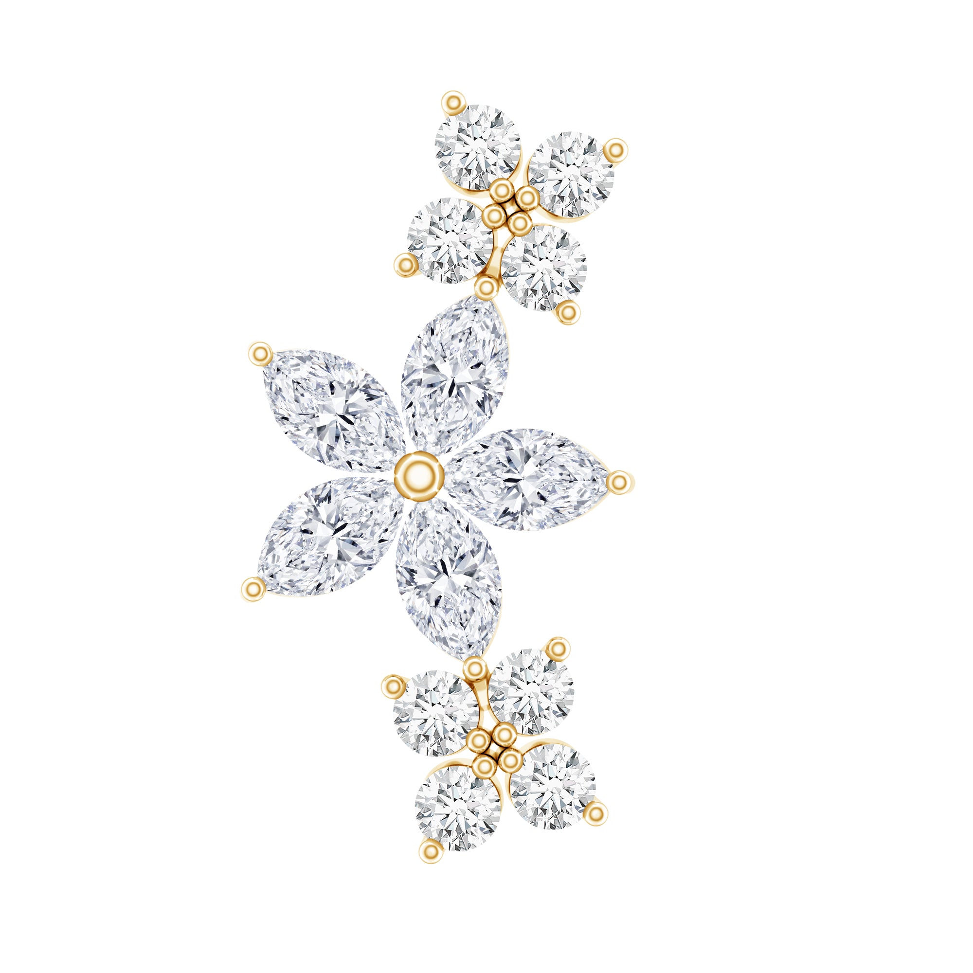 Cartilage Flower Crawler Earring with Diamond Lab - ( EF-VS ) - Rosec Jewels