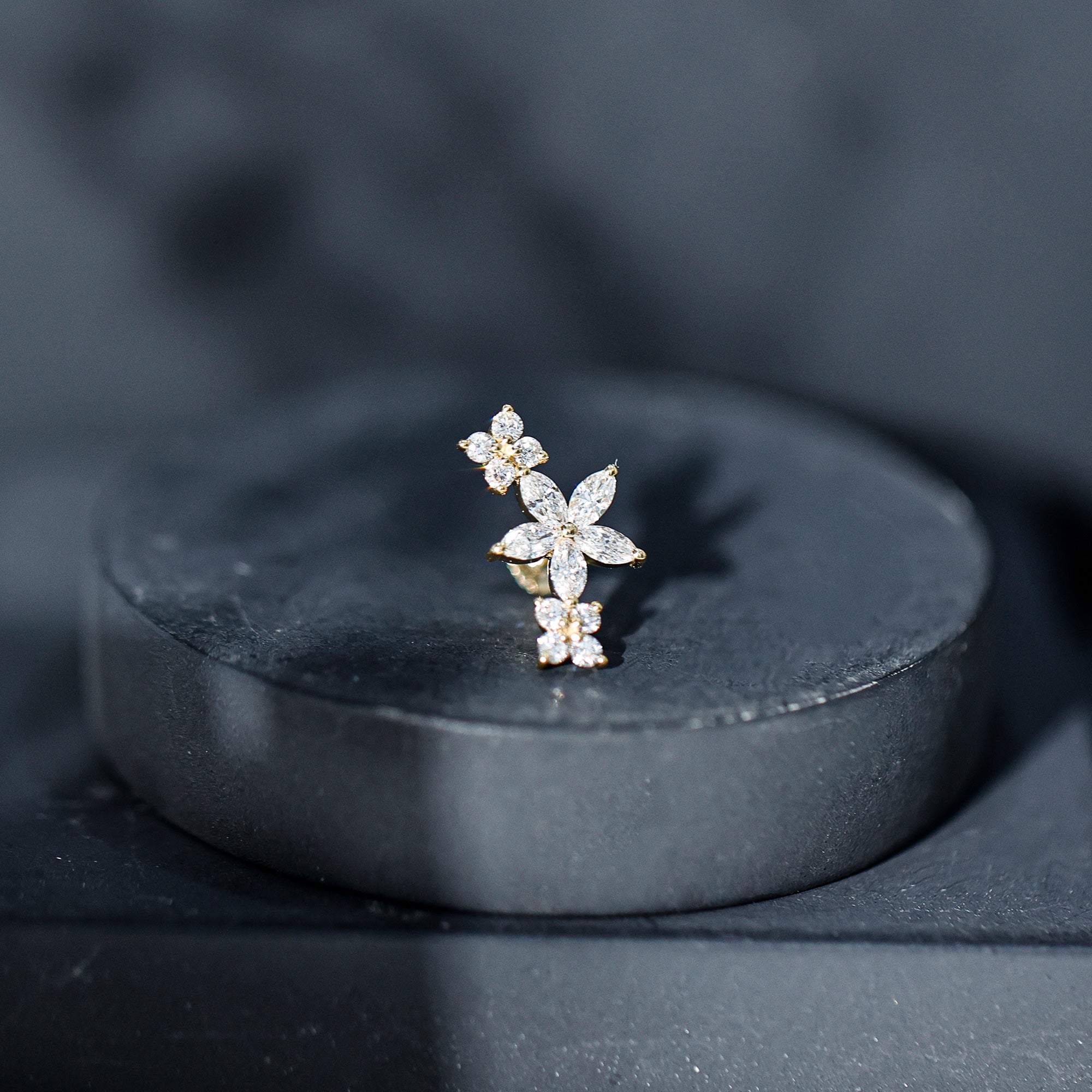 Cartilage Flower Crawler Earring with Diamond Lab - ( EF-VS ) - Rosec Jewels
