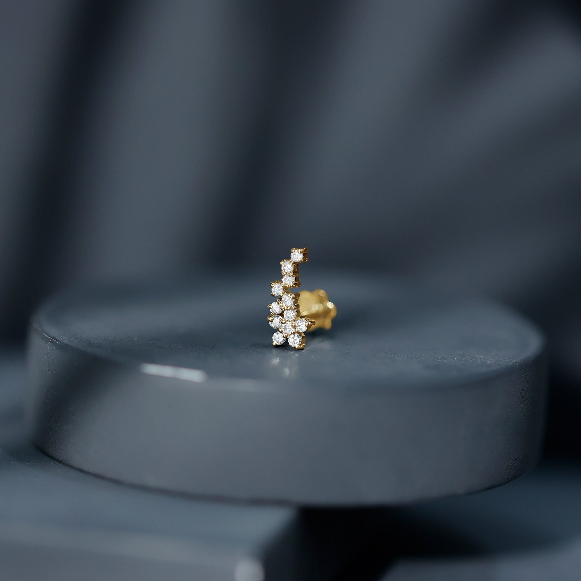 Diamond Floral Cluster Earring for Helix Piercing Lab - ( EF-VS ) - Rosec Jewels