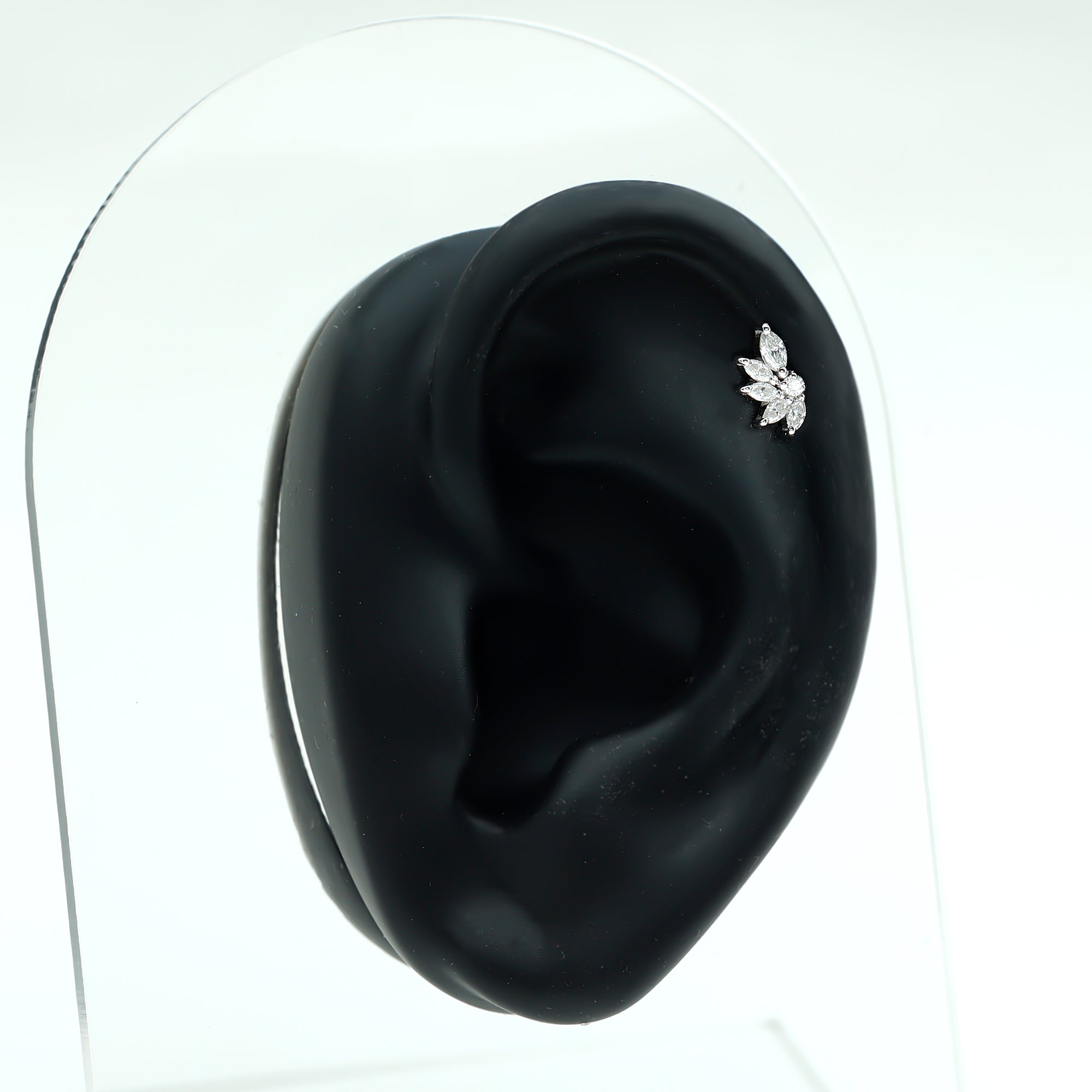 Marquise Diamond Leaf Cluster Earring for Cartilage Piercing Lab - ( EF-VS ) - Rosec Jewels