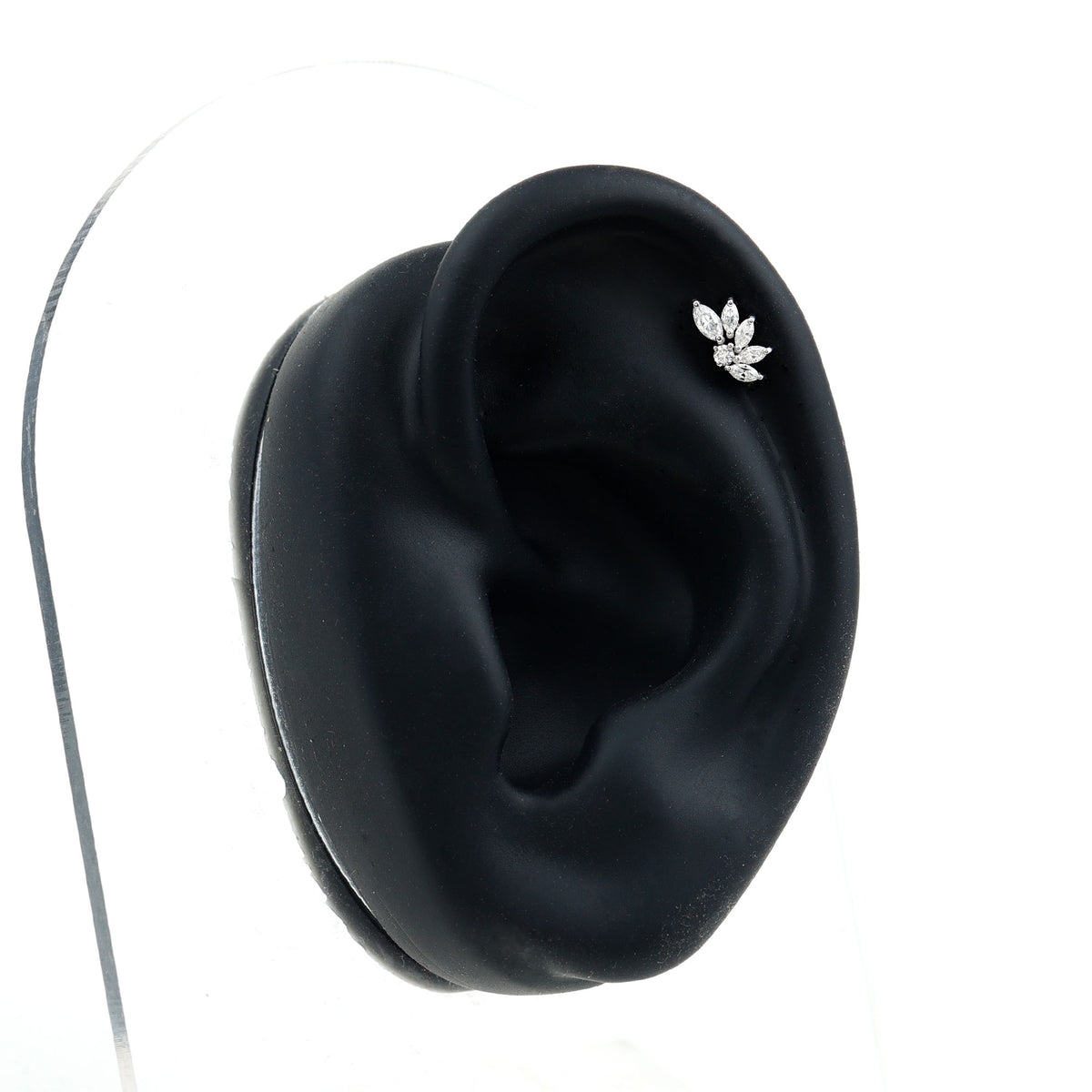 Marquise Diamond Leaf Cluster Earring for Cartilage Piercing Lab - ( EF-VS ) - Rosec Jewels
