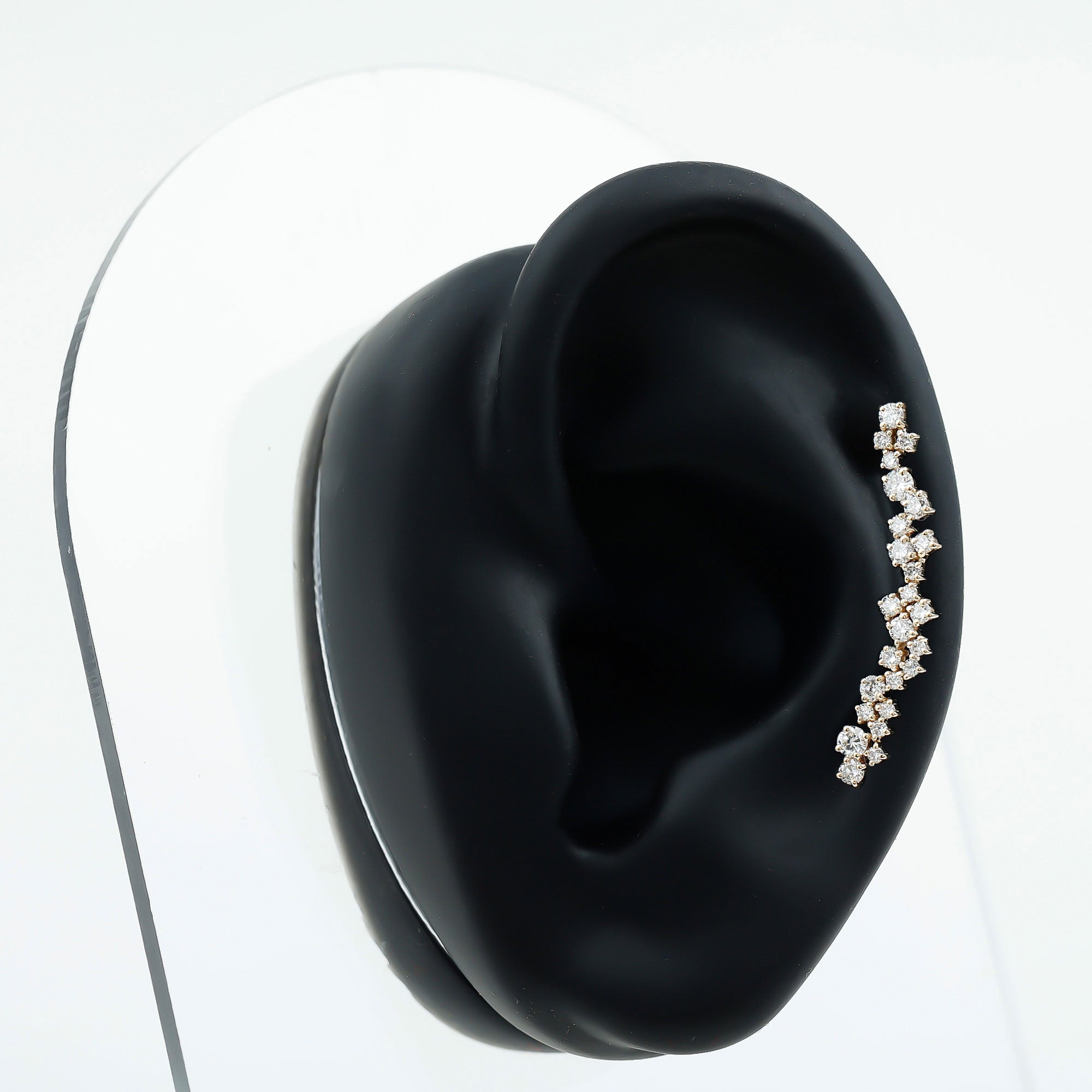 Diamond Cluster Climber Earring for Helix Piercing Lab - ( EF-VS ) - Rosec Jewels