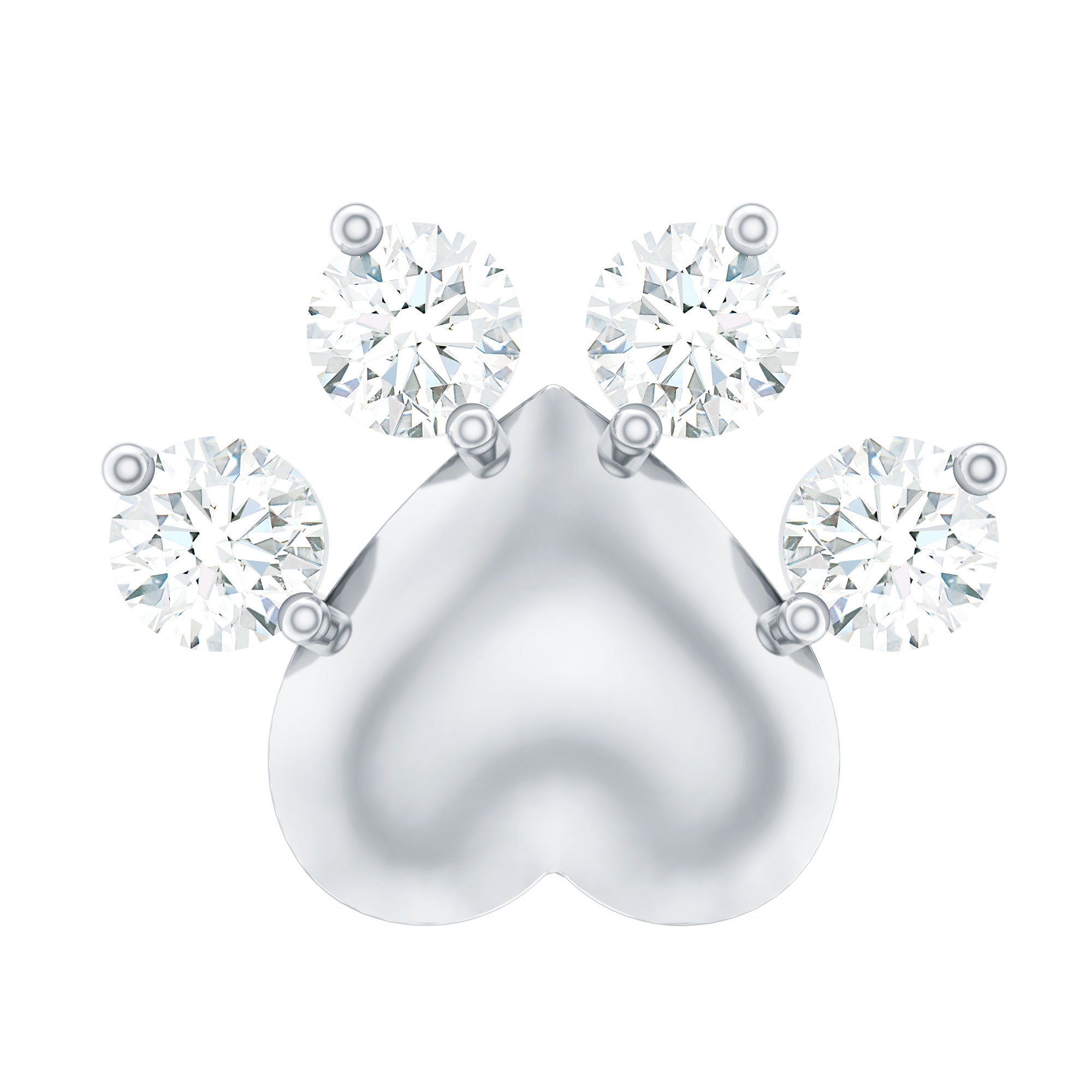 Diamond and Heart Dog Paw Print Cartilage Earring Lab - ( EF-VS ) - Rosec Jewels