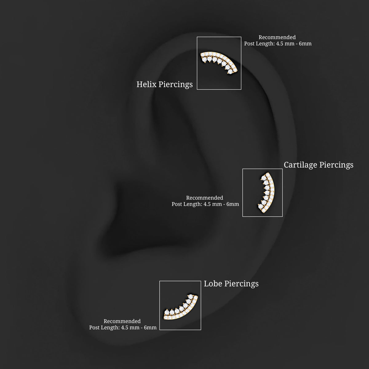 Certified Diamond Curved Cartilage Earring for Women Lab - ( EF-VS ) - Rosec Jewels