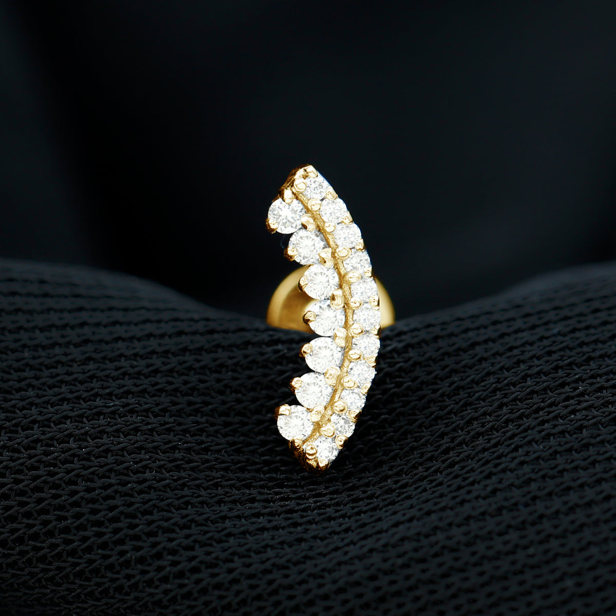 Certified Diamond Curved Cartilage Earring for Women Lab - ( EF-VS ) - Rosec Jewels
