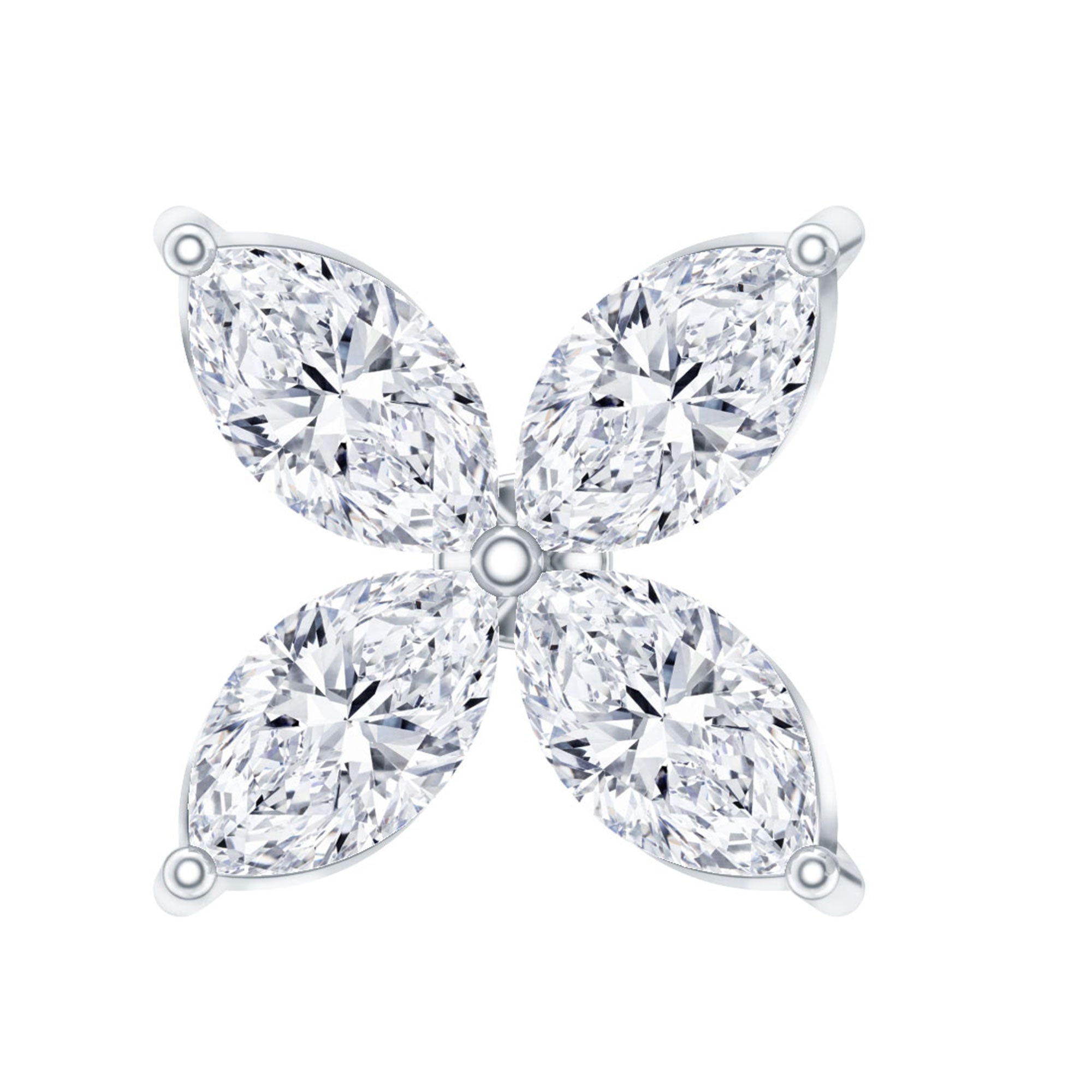 Marquise Four Petal Flower Cartilage Earring Lab - ( EF-VS ) - Rosec Jewels