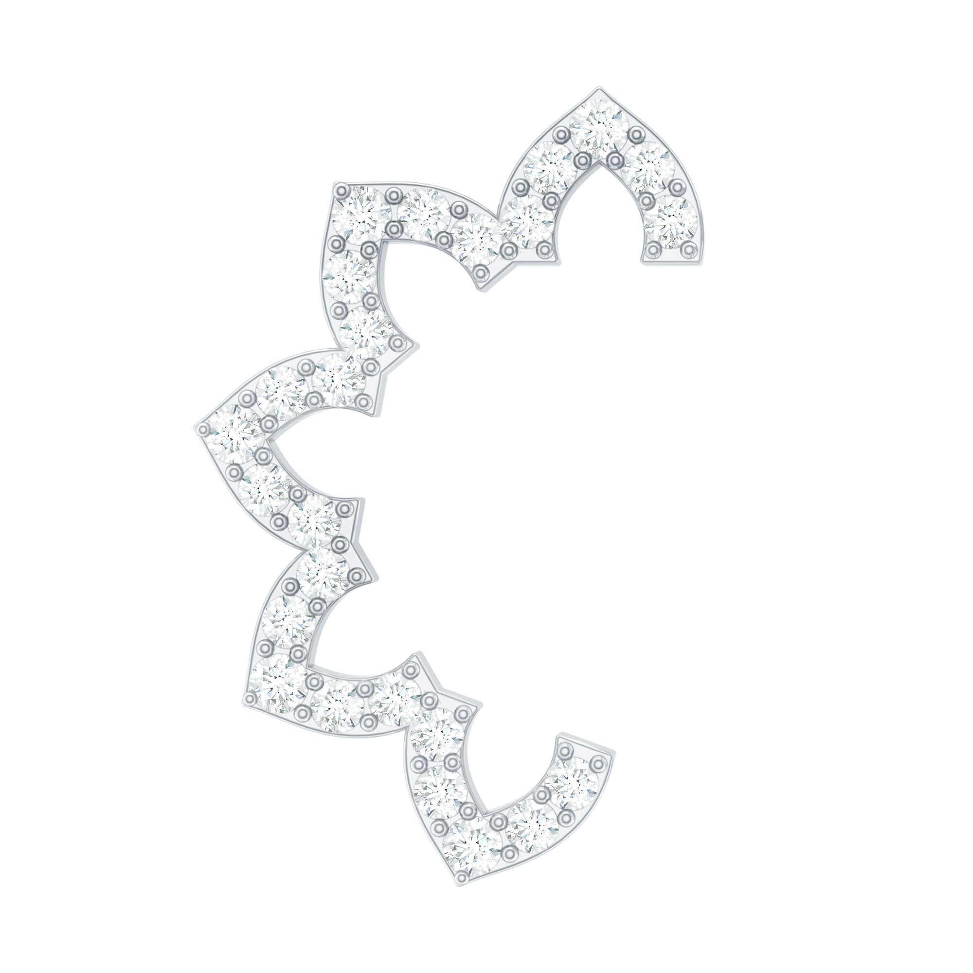 Certified Diamond Curved Floral Earring for Cartilage Piercing Lab - ( EF-VS ) - Rosec Jewels