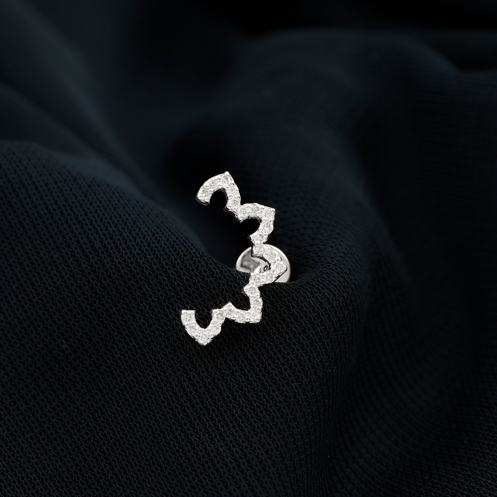 Certified Diamond Curved Floral Earring for Cartilage Piercing Lab - ( EF-VS ) - Rosec Jewels