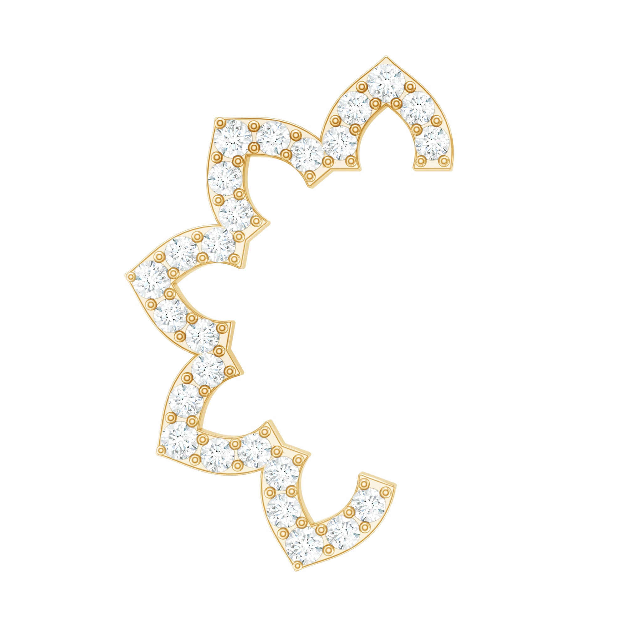 Certified Diamond Curved Floral Earring for Cartilage Piercing Lab - ( EF-VS ) - Rosec Jewels