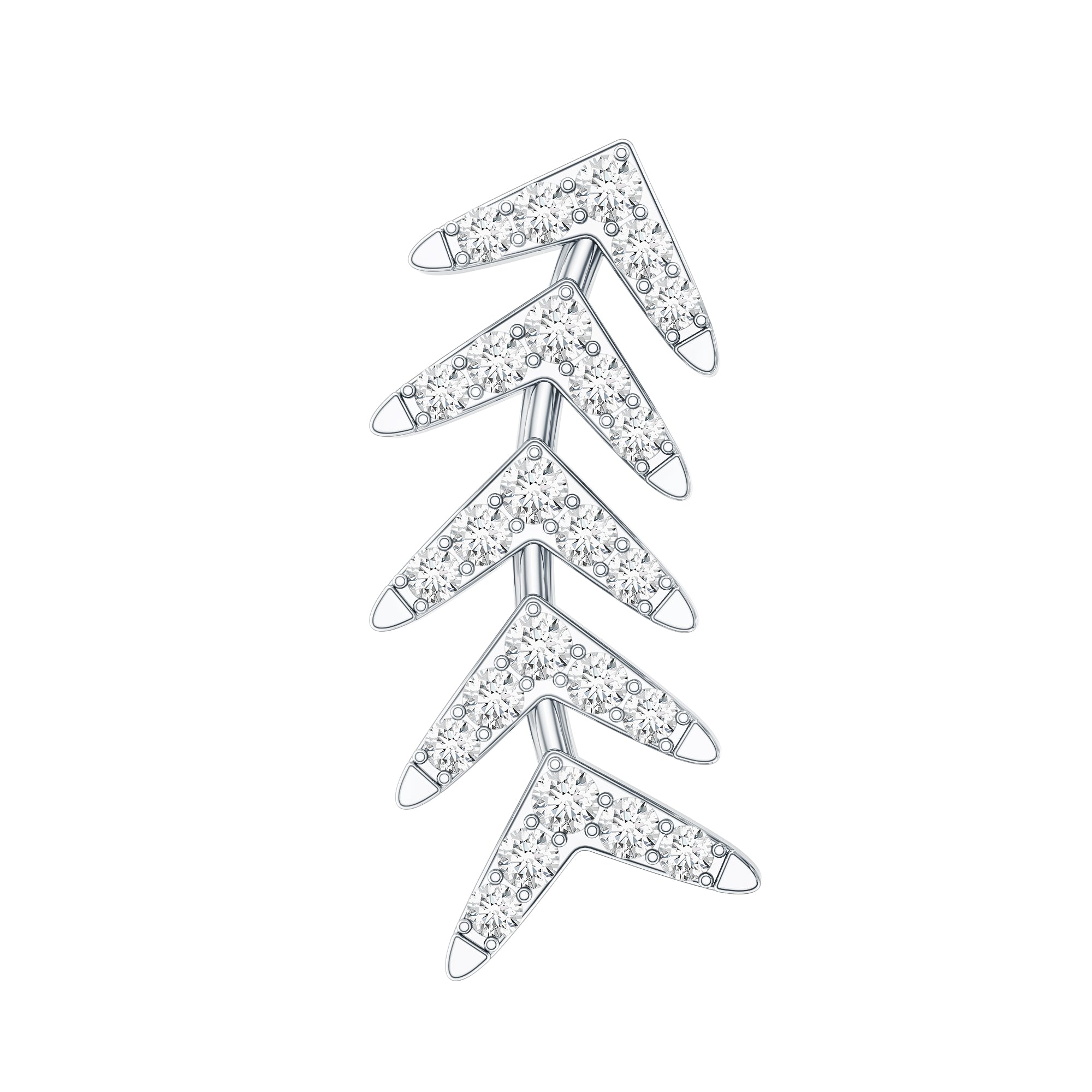 Minimalist Diamond Leaf Crawler Earring for Helix Piercing Lab - ( EF-VS ) - Rosec Jewels