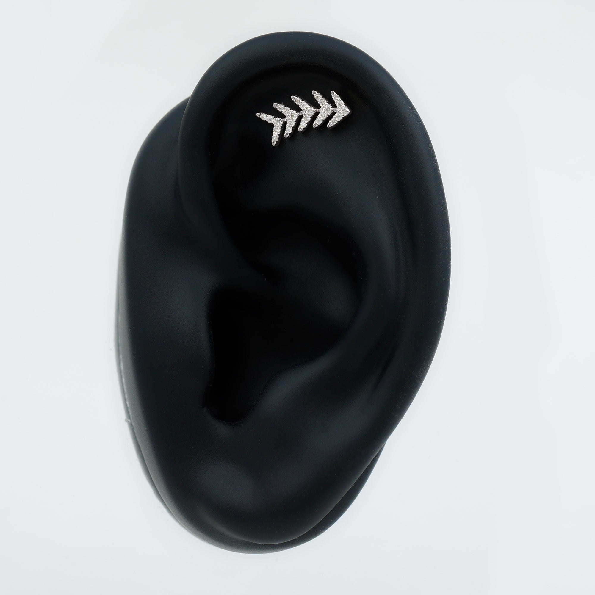 Minimalist Diamond Leaf Crawler Earring for Helix Piercing Lab - ( EF-VS ) - Rosec Jewels