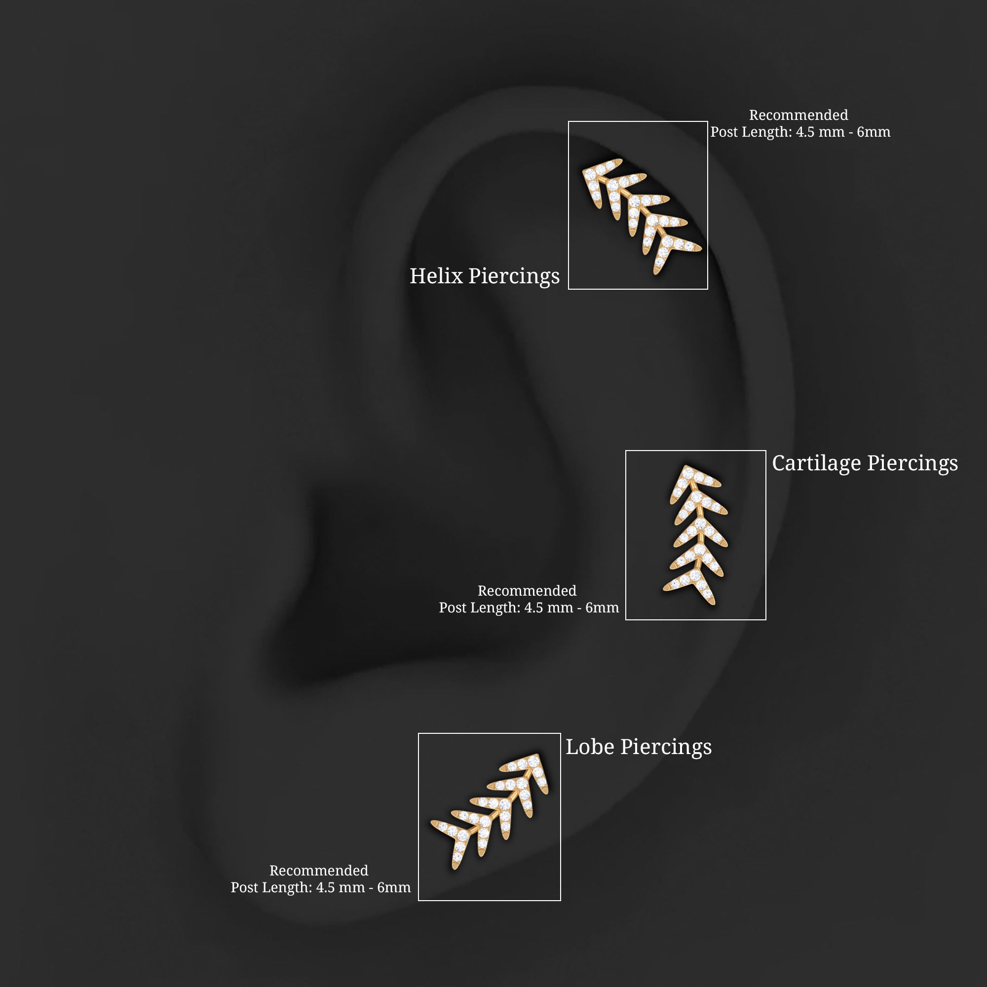 Minimalist Diamond Leaf Crawler Earring for Helix Piercing Lab - ( EF-VS ) - Rosec Jewels