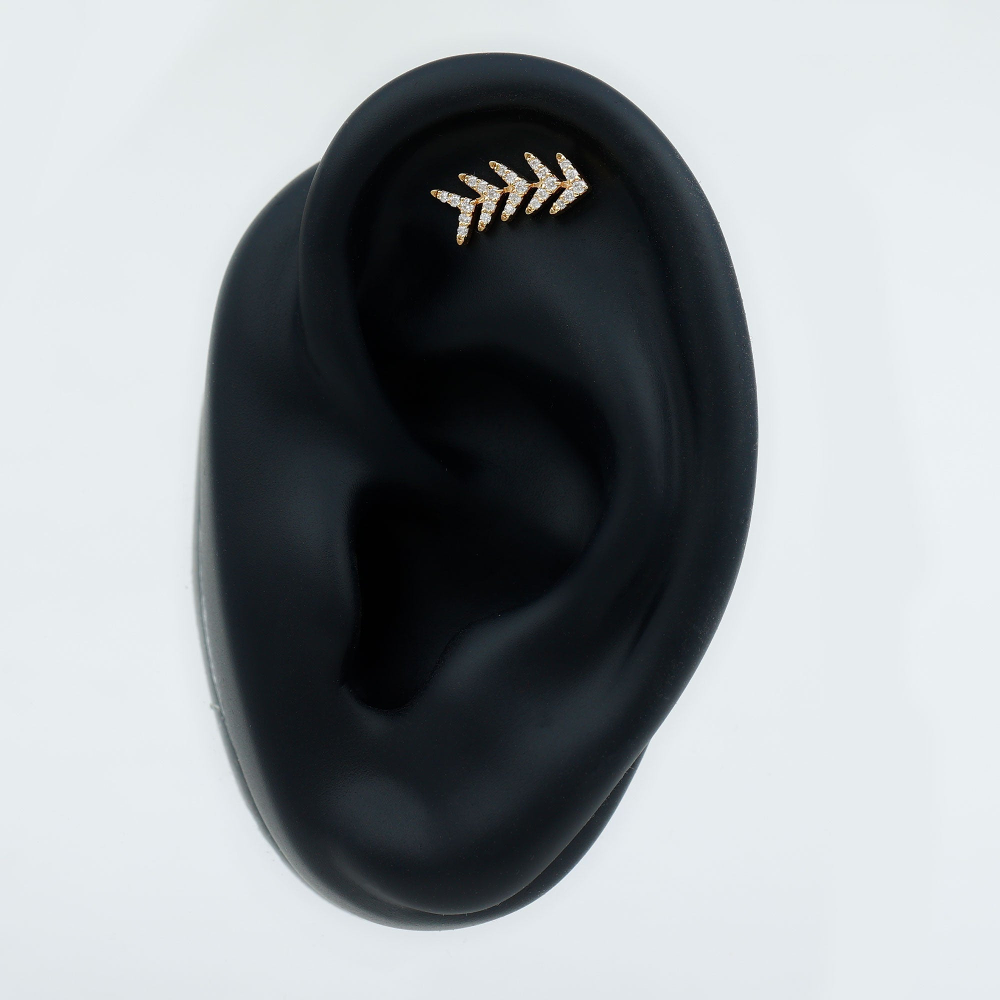 Minimalist Diamond Leaf Crawler Earring for Helix Piercing Lab - ( EF-VS ) - Rosec Jewels