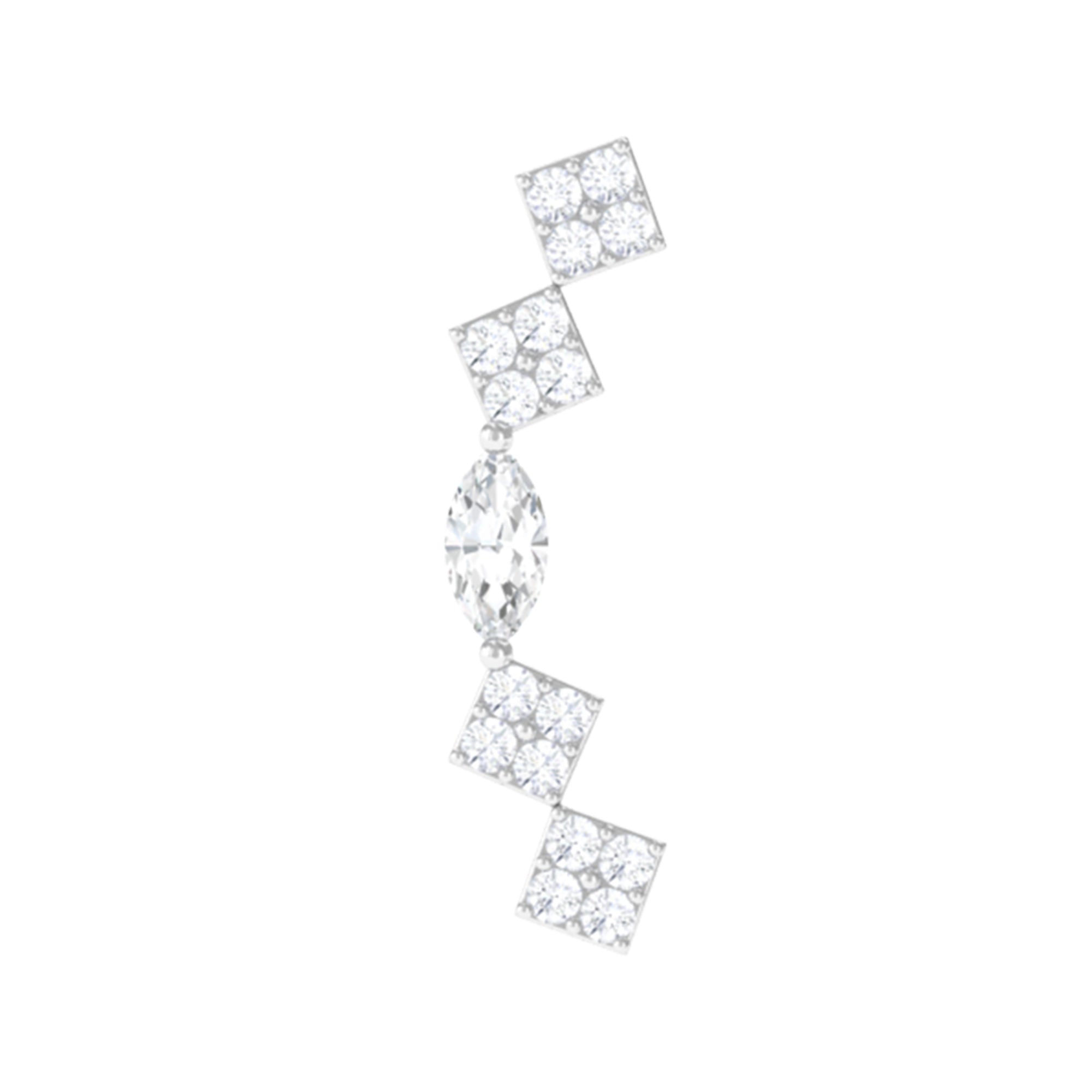 Elegant Diamond Ear Crawler Earring for Helix Piercing Lab - ( EF-VS ) - Rosec Jewels