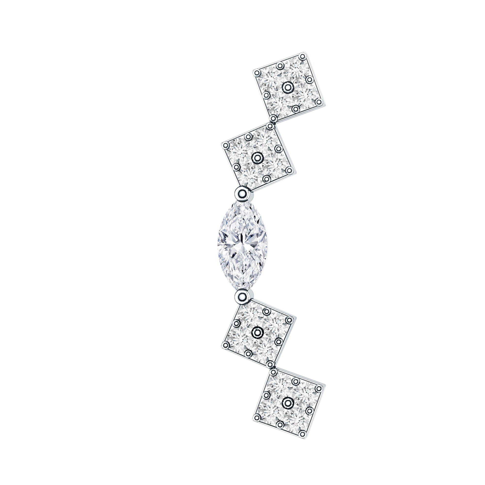 Elegant Diamond Ear Crawler Earring for Helix Piercing Lab - ( EF-VS ) - Rosec Jewels