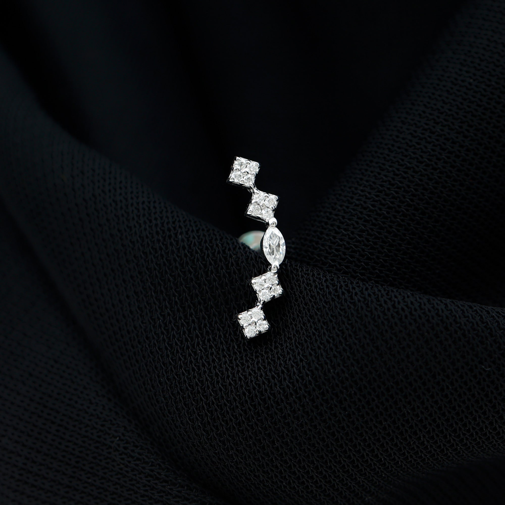 Elegant Diamond Ear Crawler Earring for Helix Piercing Lab - ( EF-VS ) - Rosec Jewels