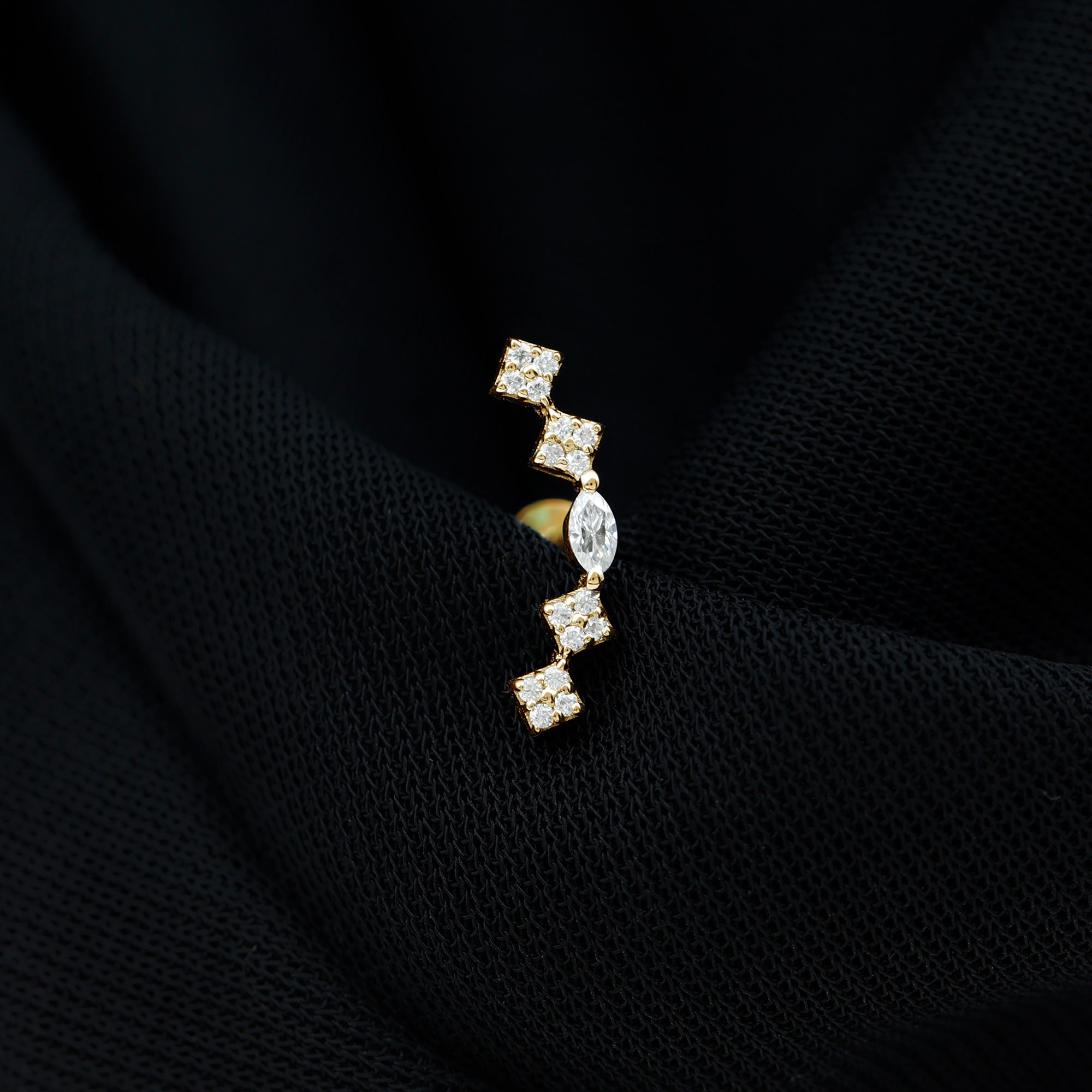 Elegant Diamond Ear Crawler Earring for Helix Piercing Lab - ( EF-VS ) - Rosec Jewels