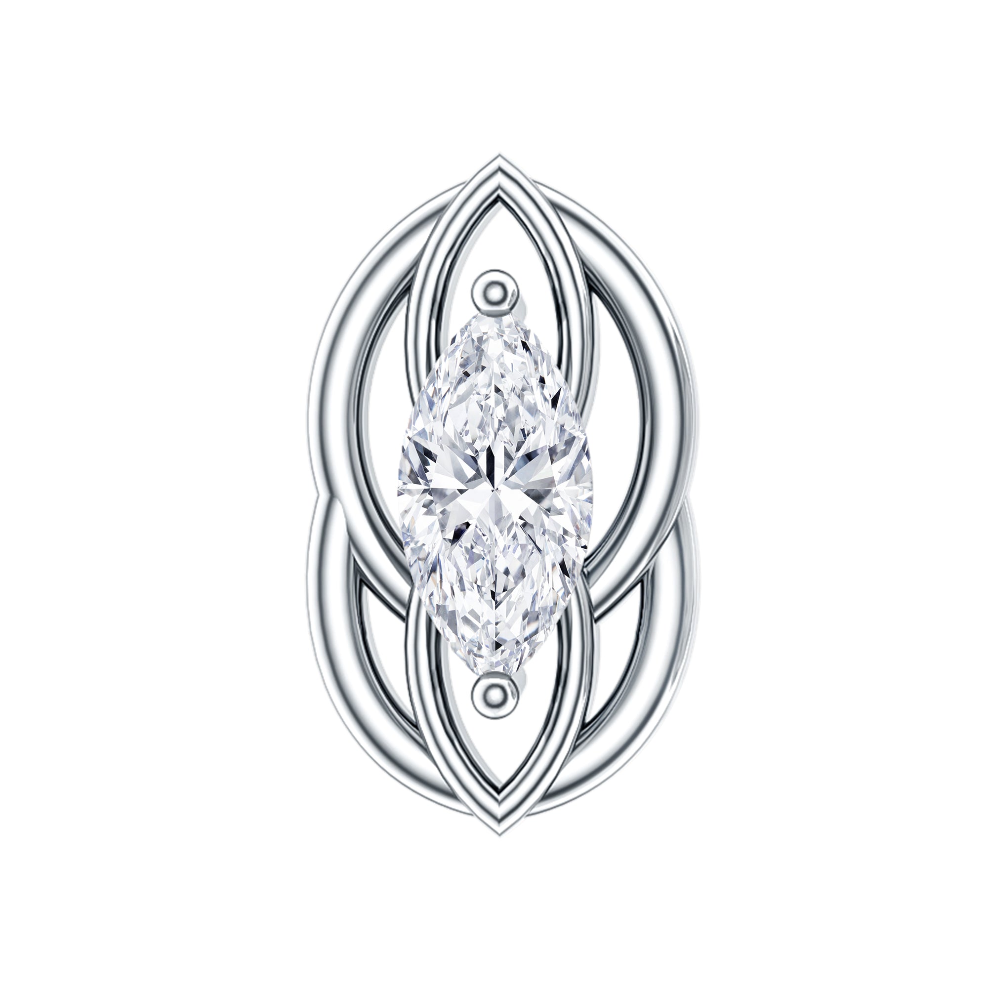 Marquise Diamond Solitaire Cartilage Earring Lab - ( EF-VS ) - Rosec Jewels