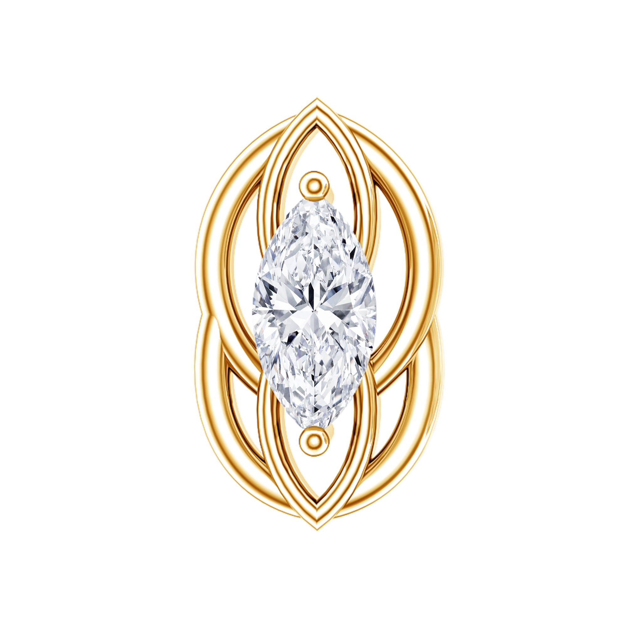 Marquise Diamond Solitaire Cartilage Earring Lab - ( EF-VS ) - Rosec Jewels