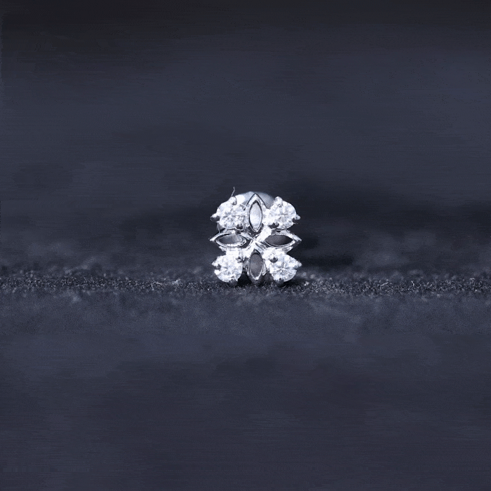 Nature Inspired Certified Diamond Flower Earring for Helix Piercing Lab - ( EF-VS ) - Rosec Jewels