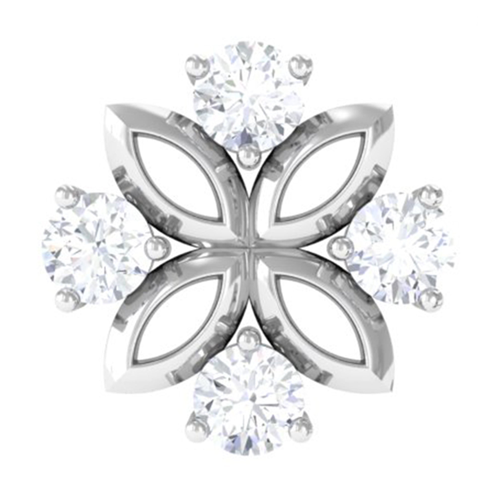 Nature Inspired Certified Diamond Flower Earring for Helix Piercing Lab - ( EF-VS ) - Rosec Jewels