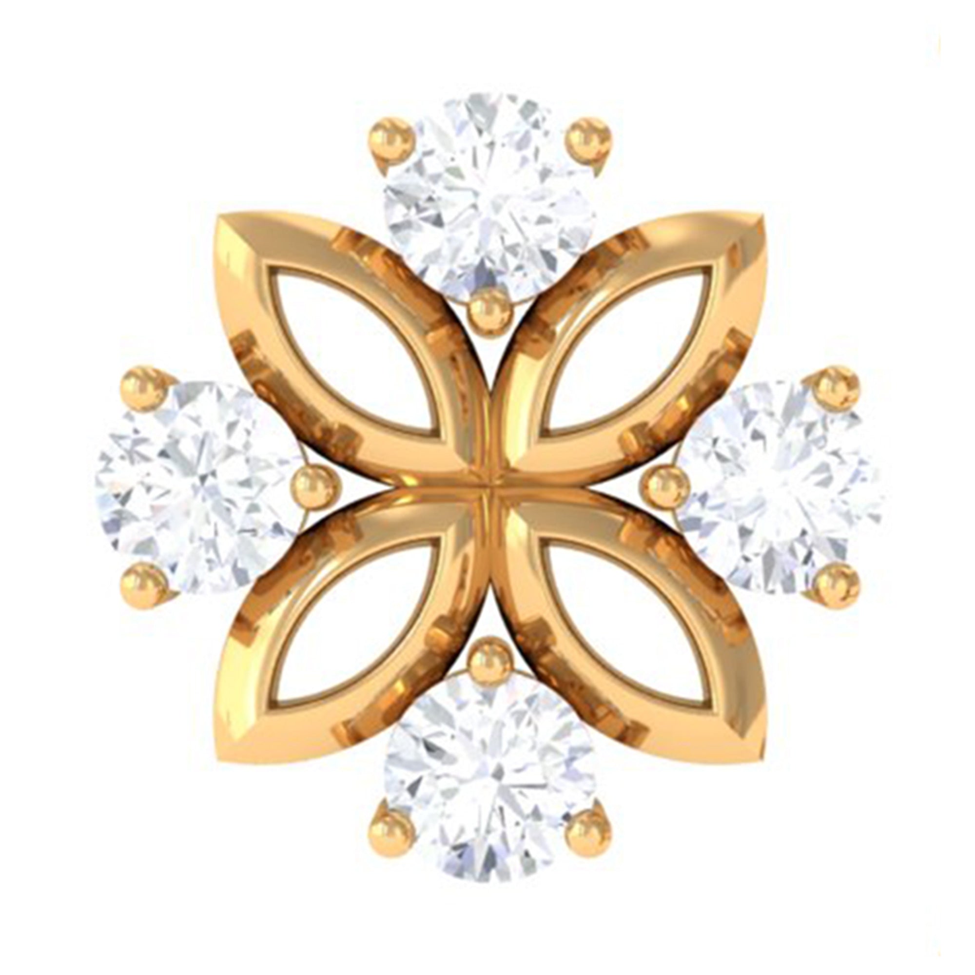 Nature Inspired Certified Diamond Flower Earring for Helix Piercing Lab - ( EF-VS ) - Rosec Jewels