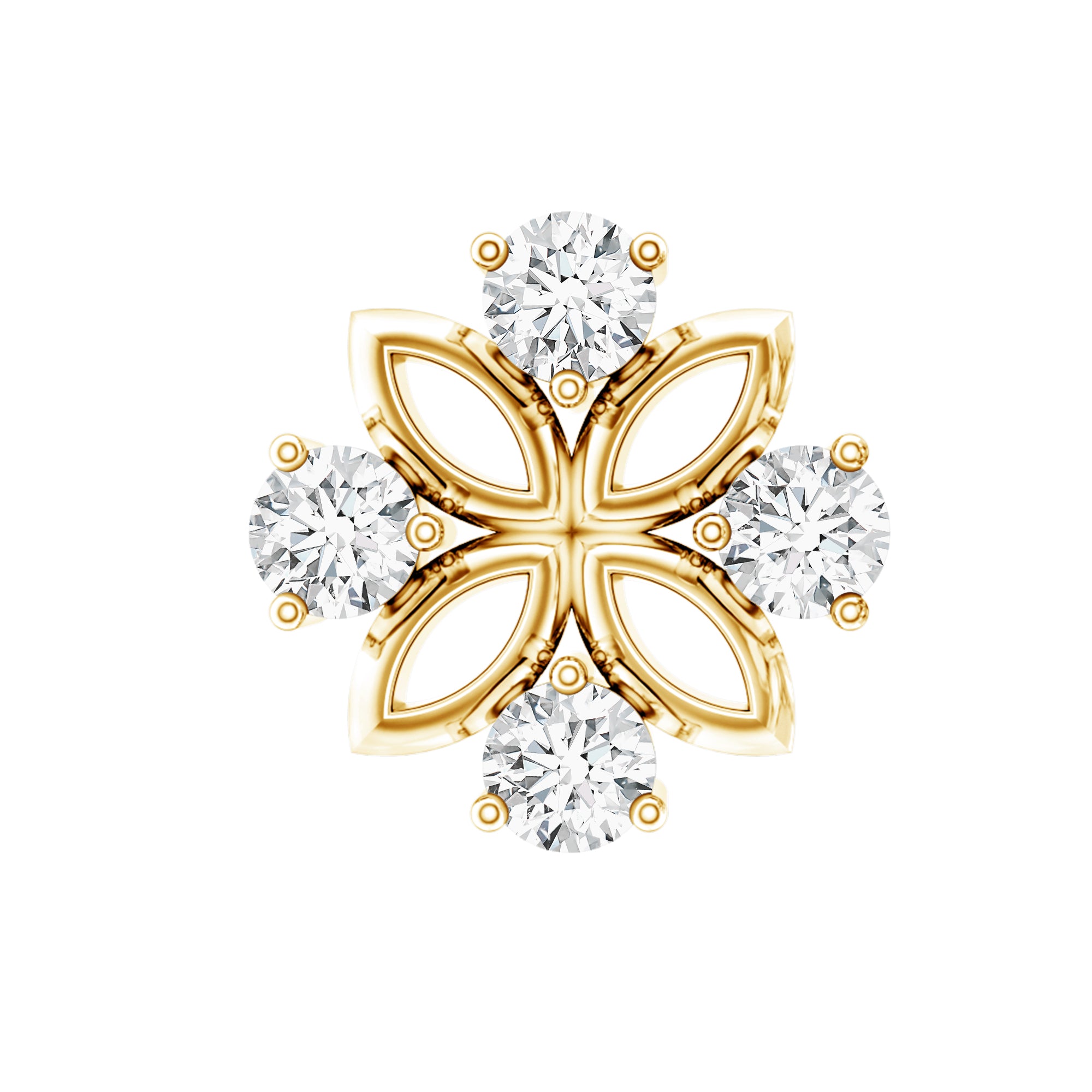 Nature Inspired Certified Diamond Flower Earring for Helix Piercing Lab - ( EF-VS ) - Rosec Jewels