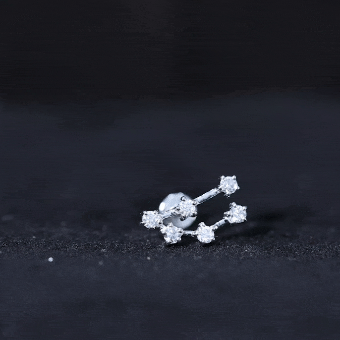 Diamond Capricorn Constellation Helix Piercing Earring Lab - ( EF-VS ) - Rosec Jewels