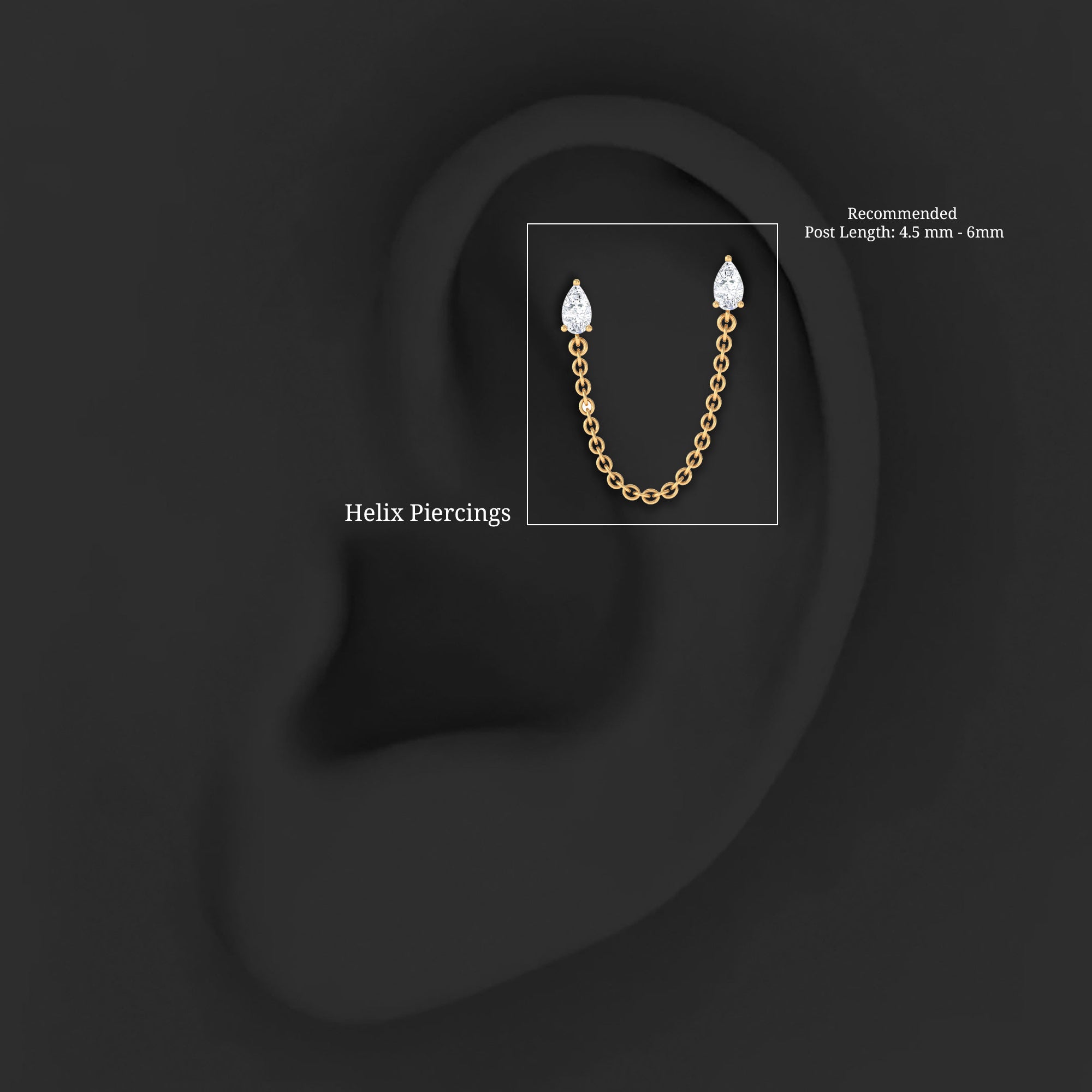 Pear Shape Diamond Chain Double Piercing Earring Lab - ( EF-VS ) - Rosec Jewels