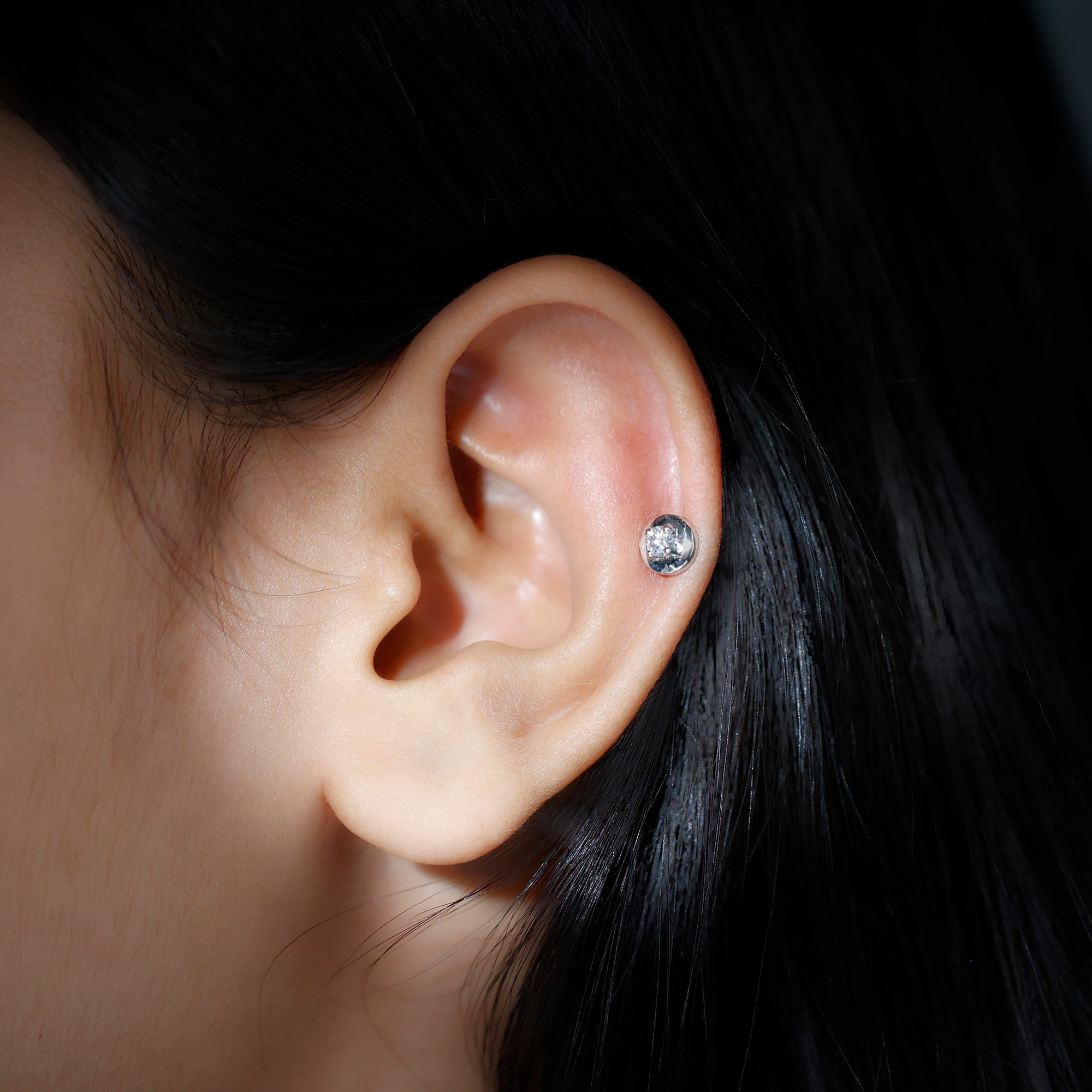 Classic Diamond Solitaire Helix Piercing Earring Lab - ( EF-VS ) - Rosec Jewels