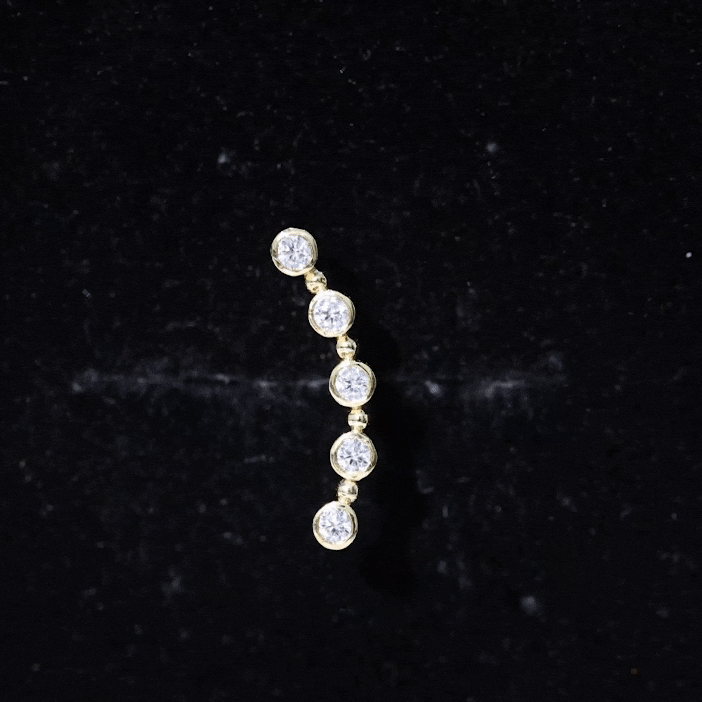 Bezel Set Diamond Crawler Earring for Cartilage Piercing Lab - ( EF-VS ) - Rosec Jewels