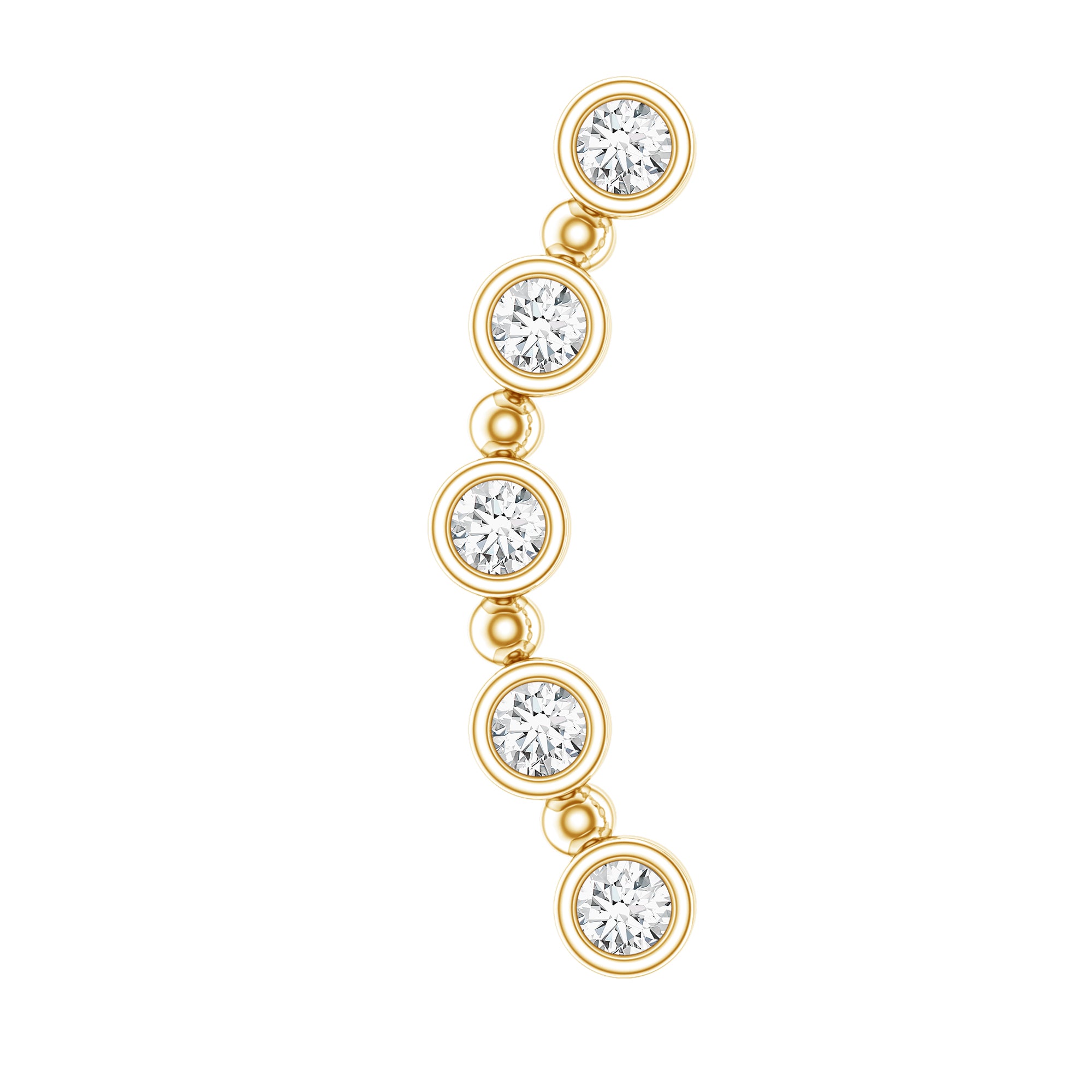 Bezel Set Diamond Crawler Earring for Cartilage Piercing Lab - ( EF-VS ) - Rosec Jewels