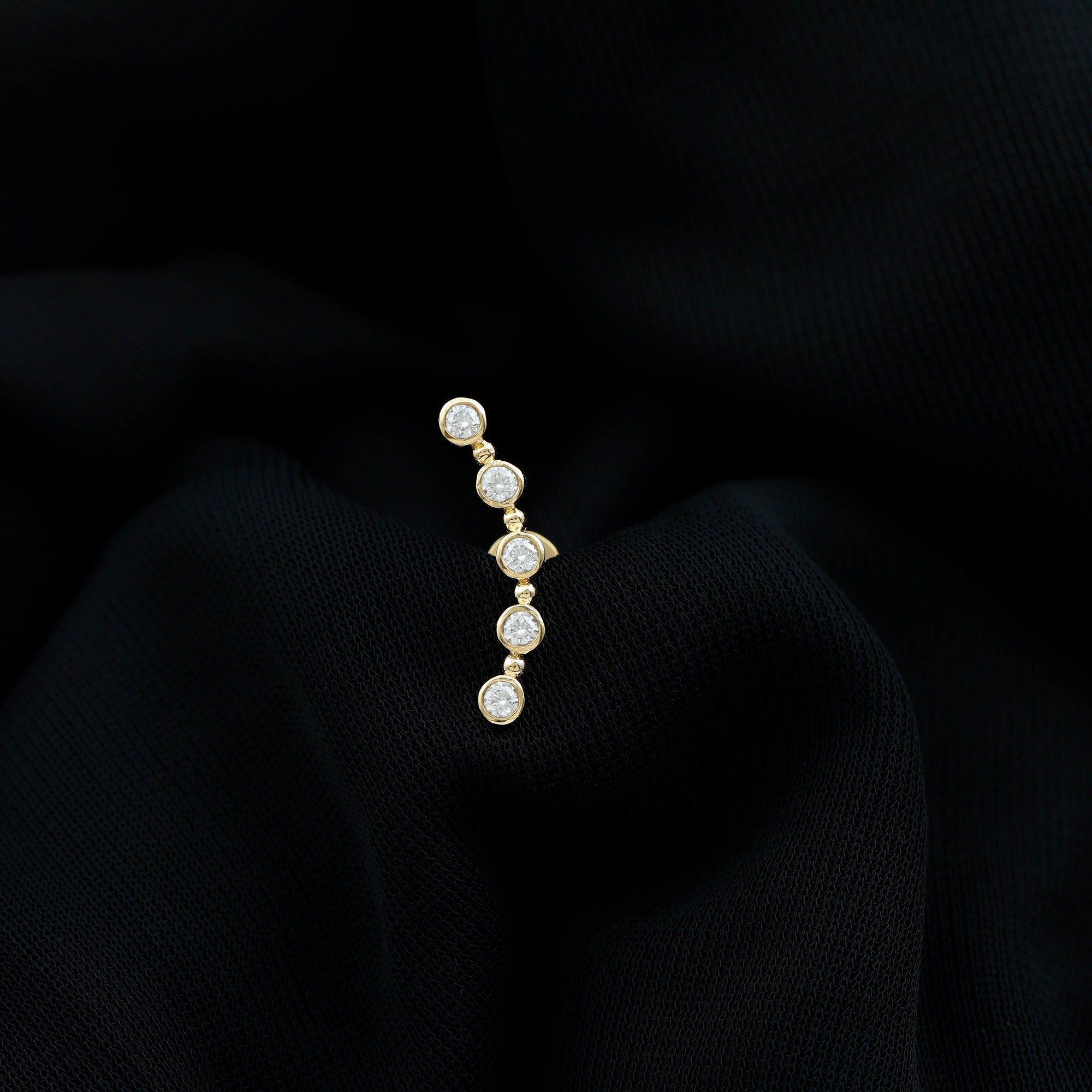 Bezel Set Diamond Crawler Earring for Cartilage Piercing Lab - ( EF-VS ) - Rosec Jewels