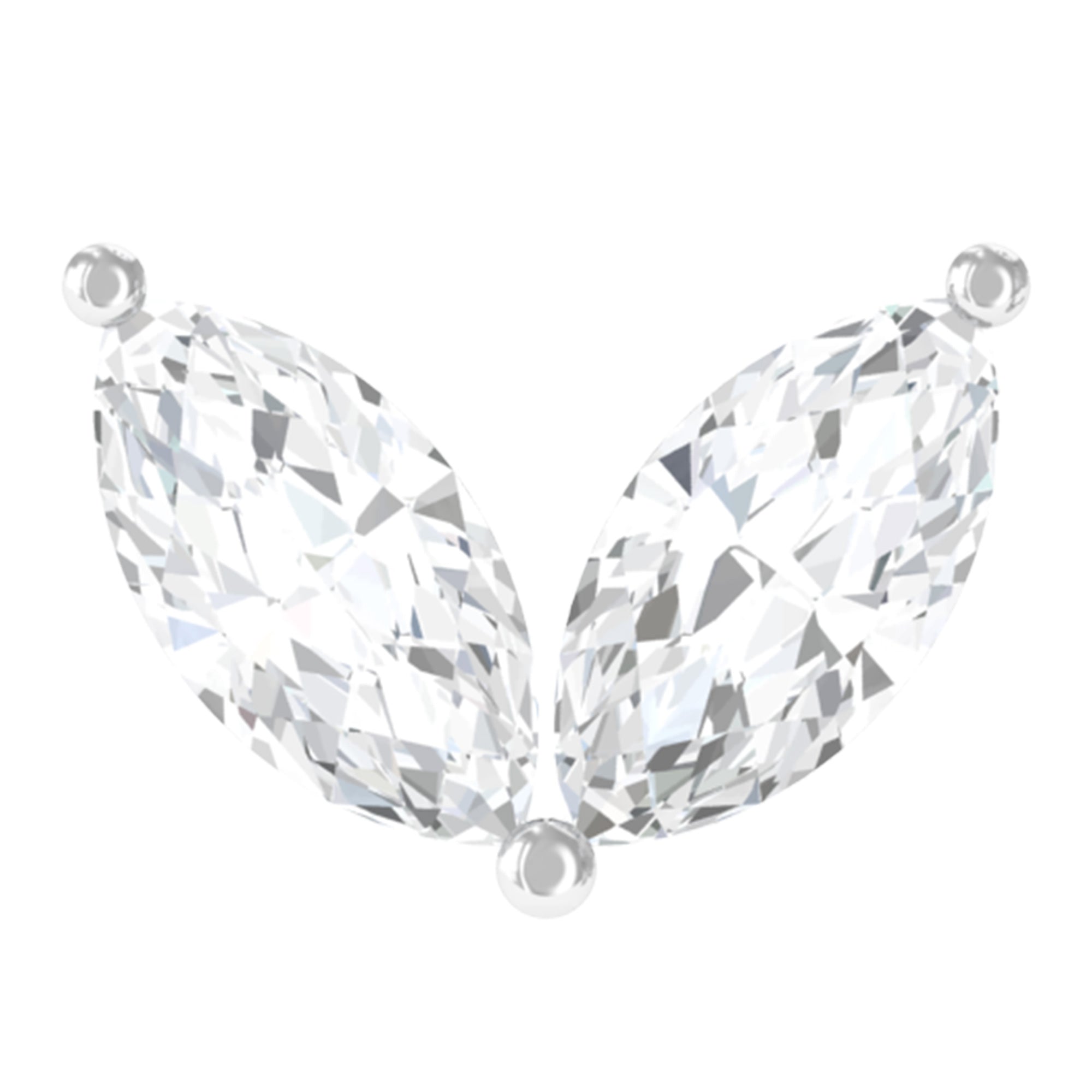Marquise Diamond Two Stone Earring for Tragus Piercing Lab - ( EF-VS ) - Rosec Jewels