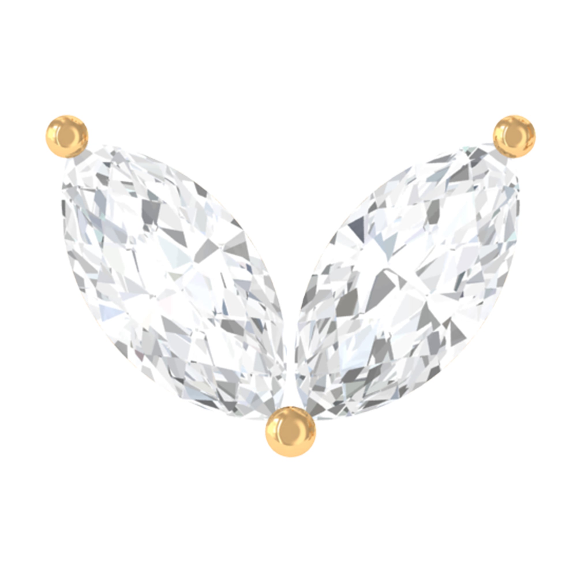 Marquise Diamond Two Stone Earring for Tragus Piercing Lab - ( EF-VS ) - Rosec Jewels