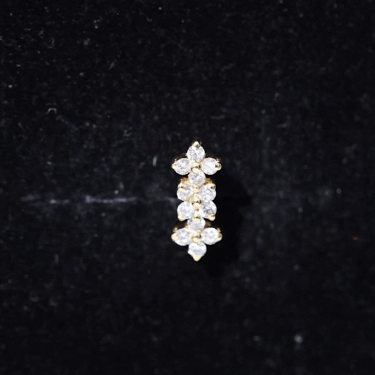 Diamond Flower Crawler Earring for Helix Piercing Lab - ( EF-VS ) - Rosec Jewels