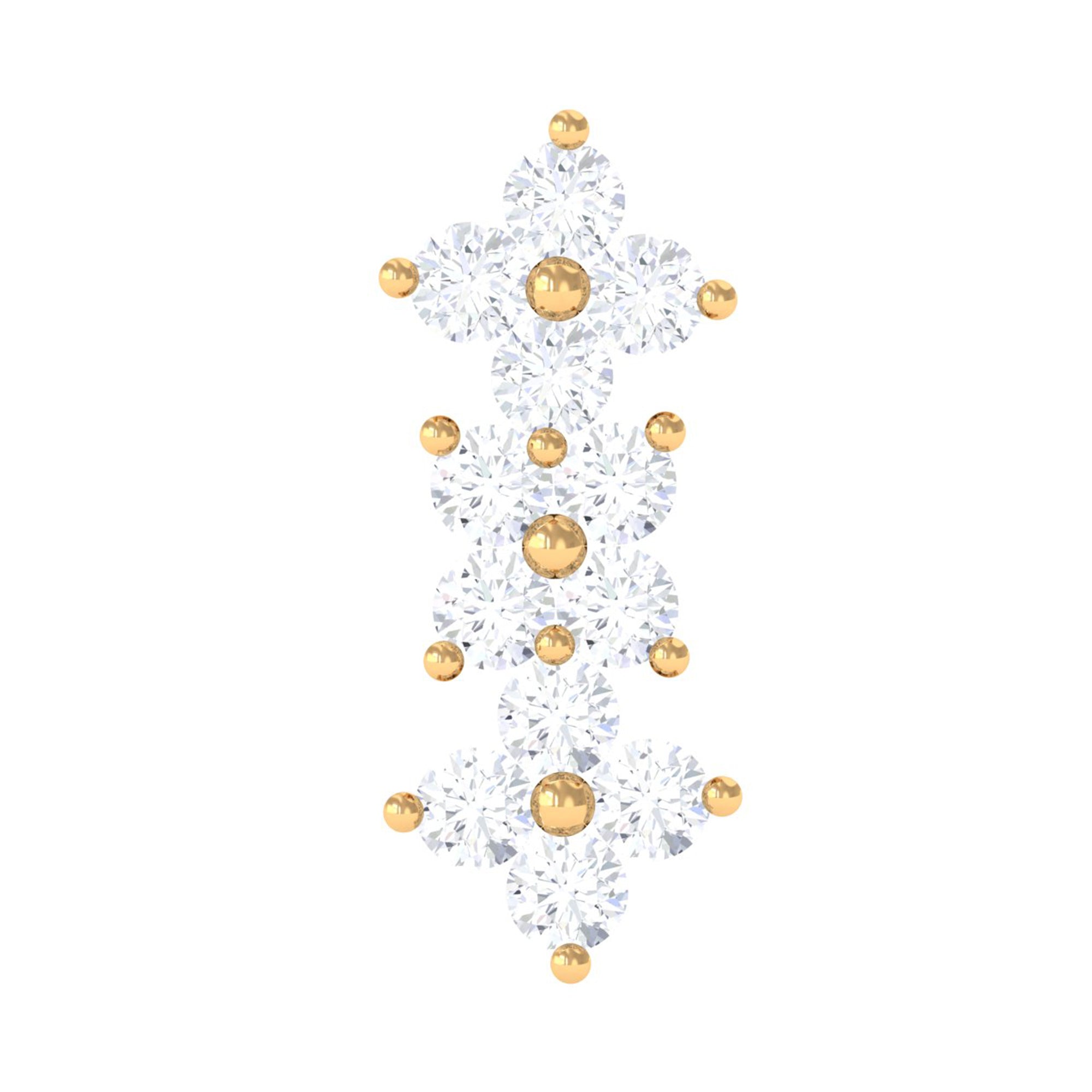 Diamond Flower Crawler Earring for Helix Piercing Lab - ( EF-VS ) - Rosec Jewels