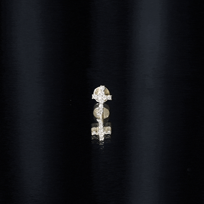 Minimalist Diamond Cross Cartilage Earring Lab - ( EF-VS ) - Rosec Jewels