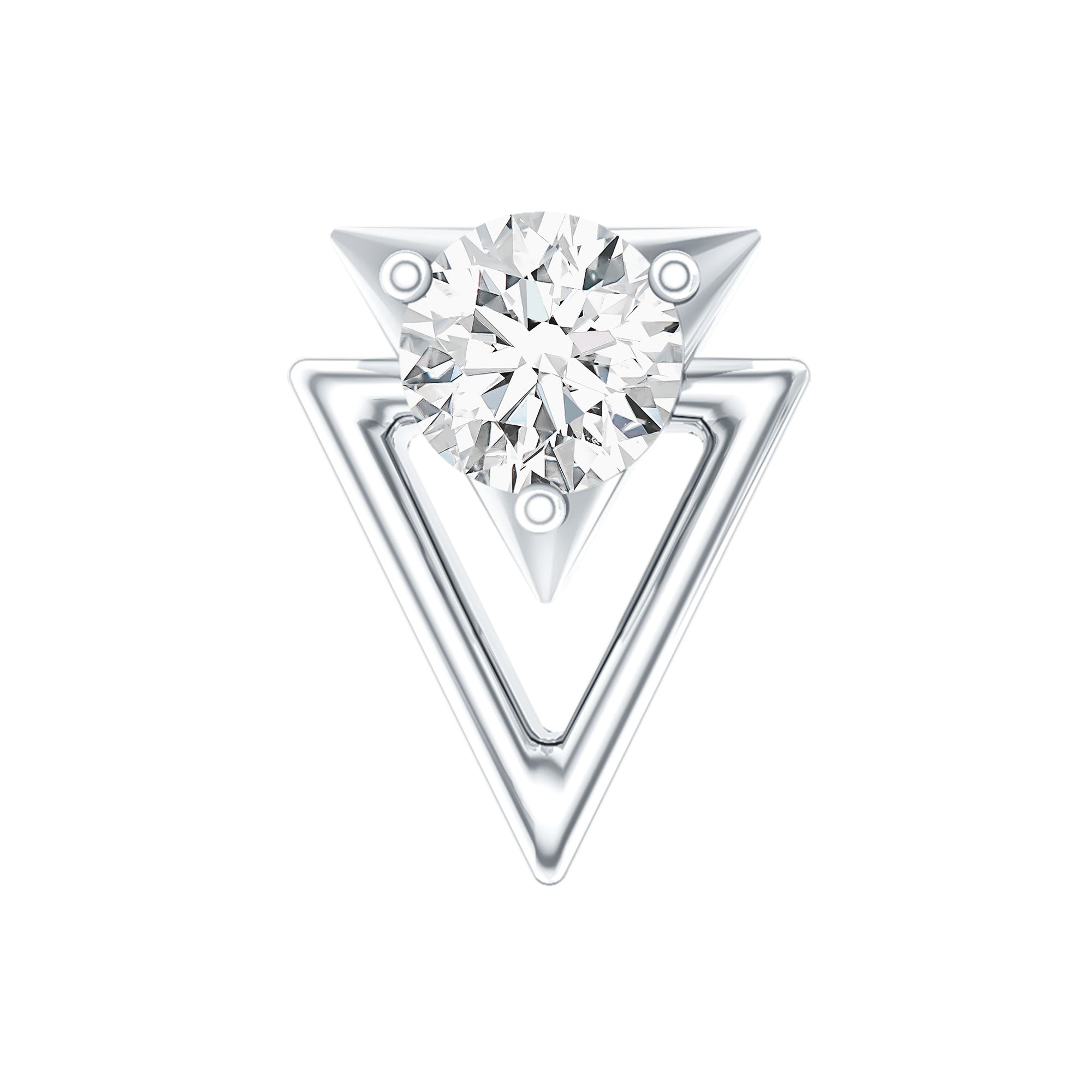 Simple Diamond Solitaire Triangle Cartilage Earring Lab - ( EF-VS ) - Rosec Jewels