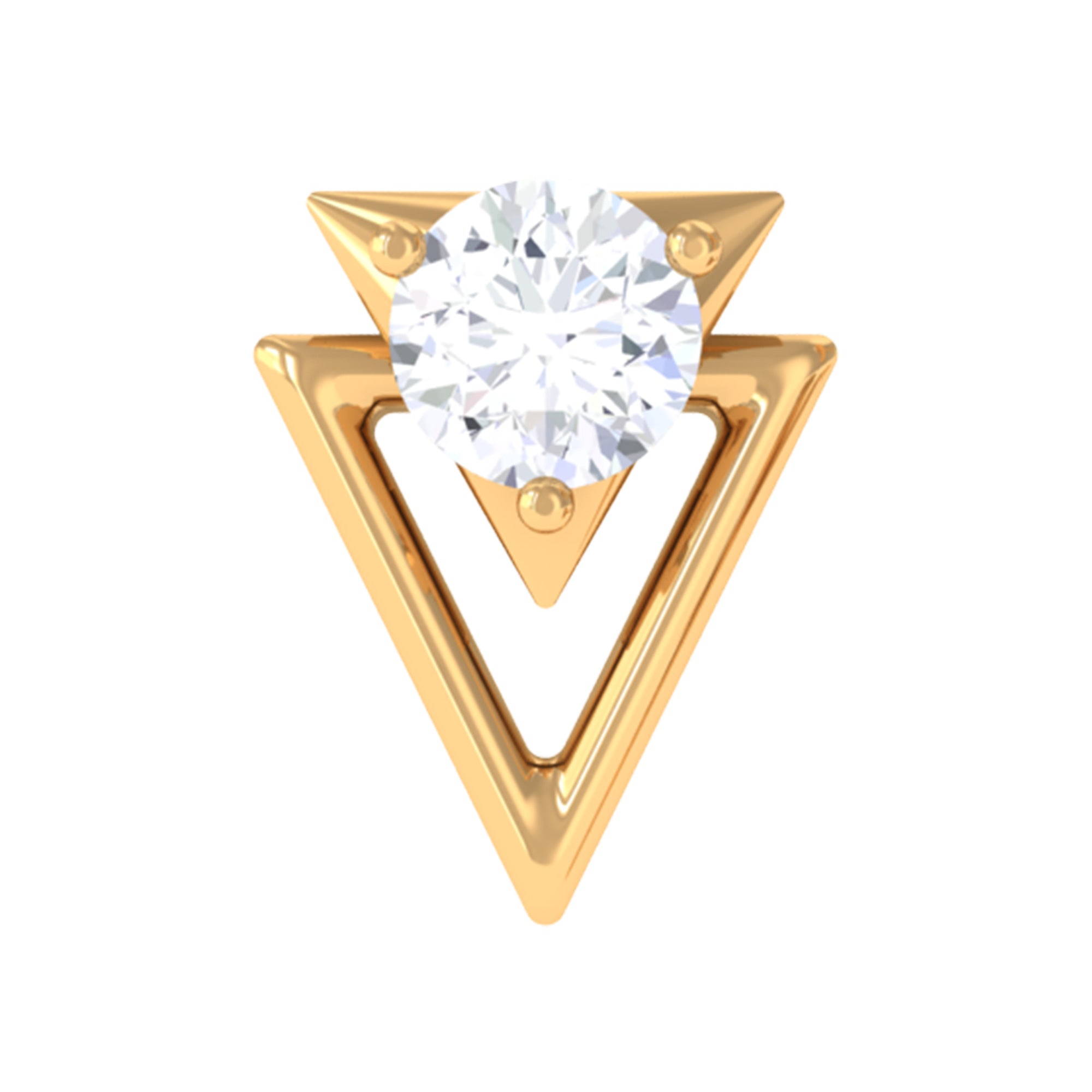 Simple Diamond Solitaire Triangle Cartilage Earring Lab - ( EF-VS ) - Rosec Jewels
