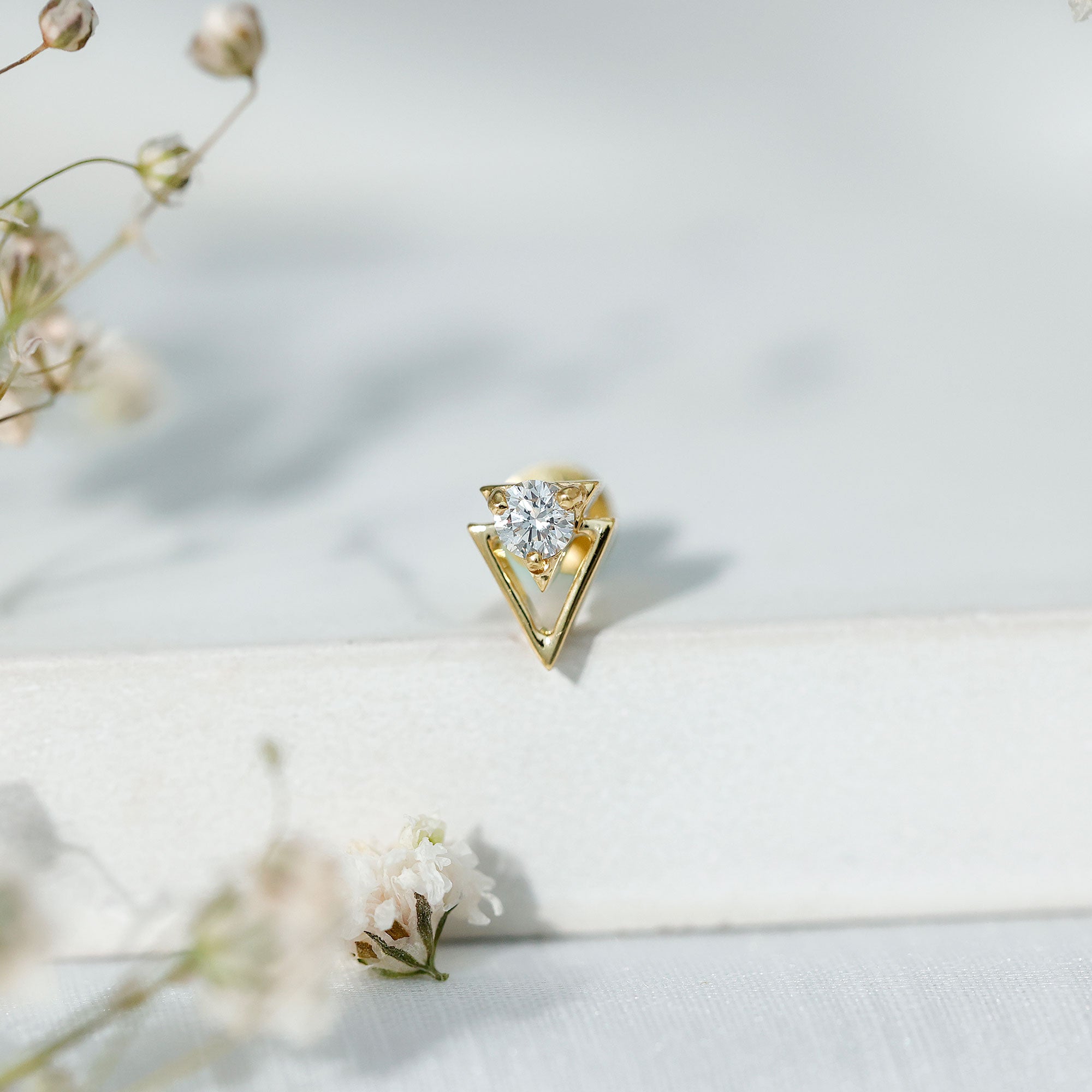 Simple Diamond Solitaire Triangle Cartilage Earring Lab - ( EF-VS ) - Rosec Jewels
