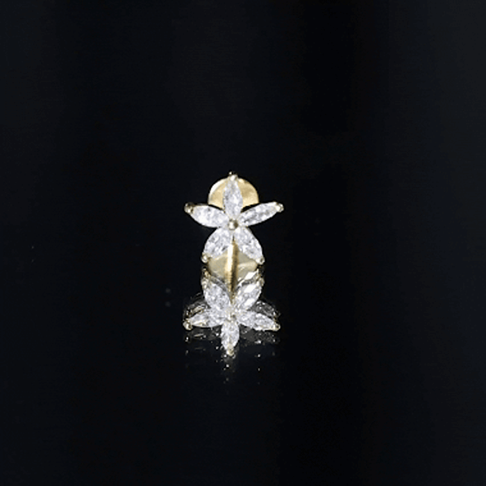 Marquise Diamond Floral Upper Lobe Earring Lab - ( EF-VS ) - Rosec Jewels