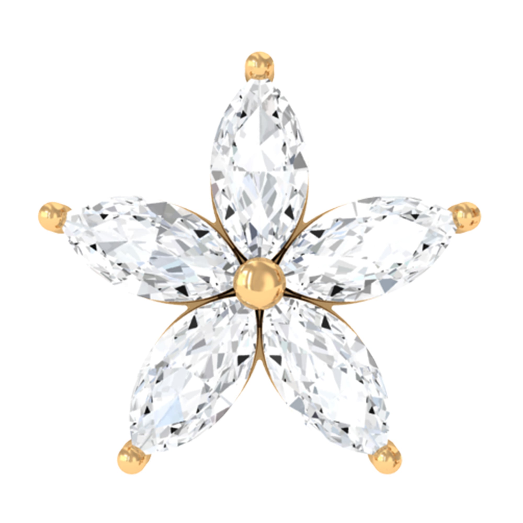 Marquise Diamond Floral Upper Lobe Earring Lab - ( EF-VS ) - Rosec Jewels