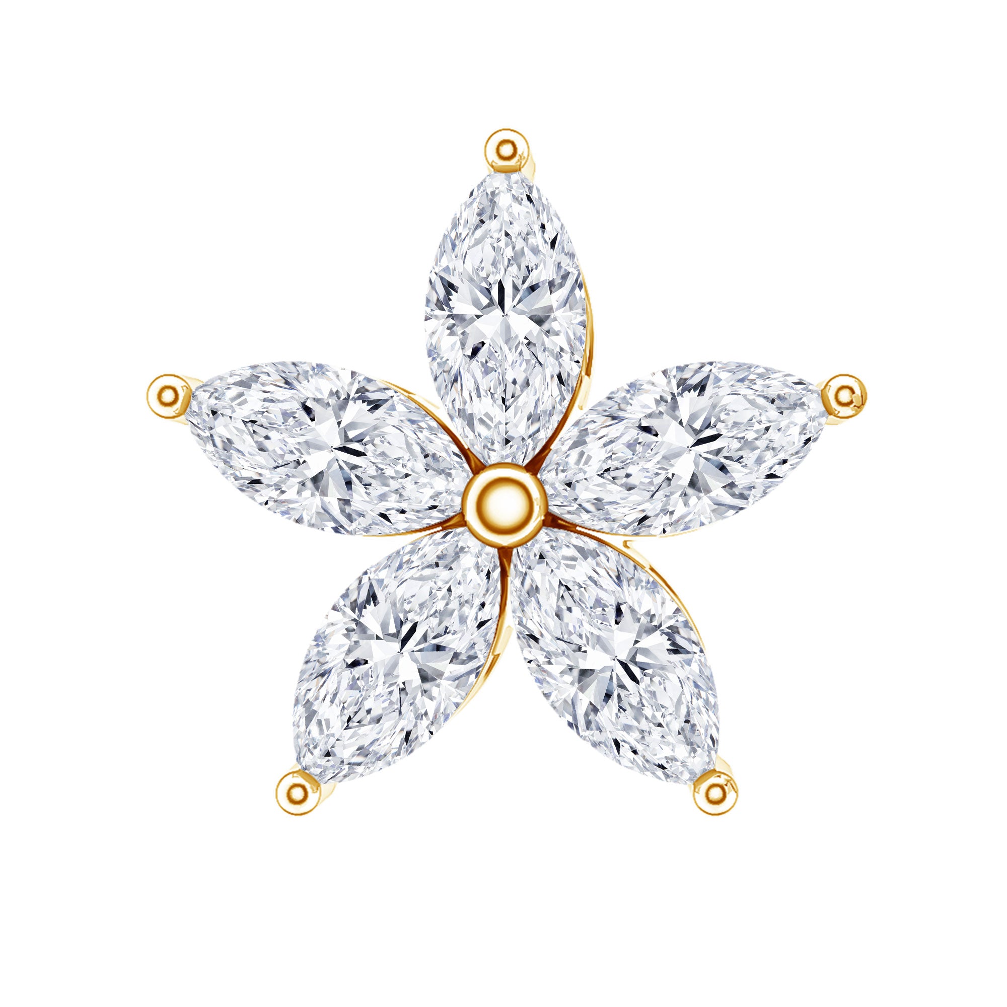 Marquise Diamond Floral Upper Lobe Earring Lab - ( EF-VS ) - Rosec Jewels