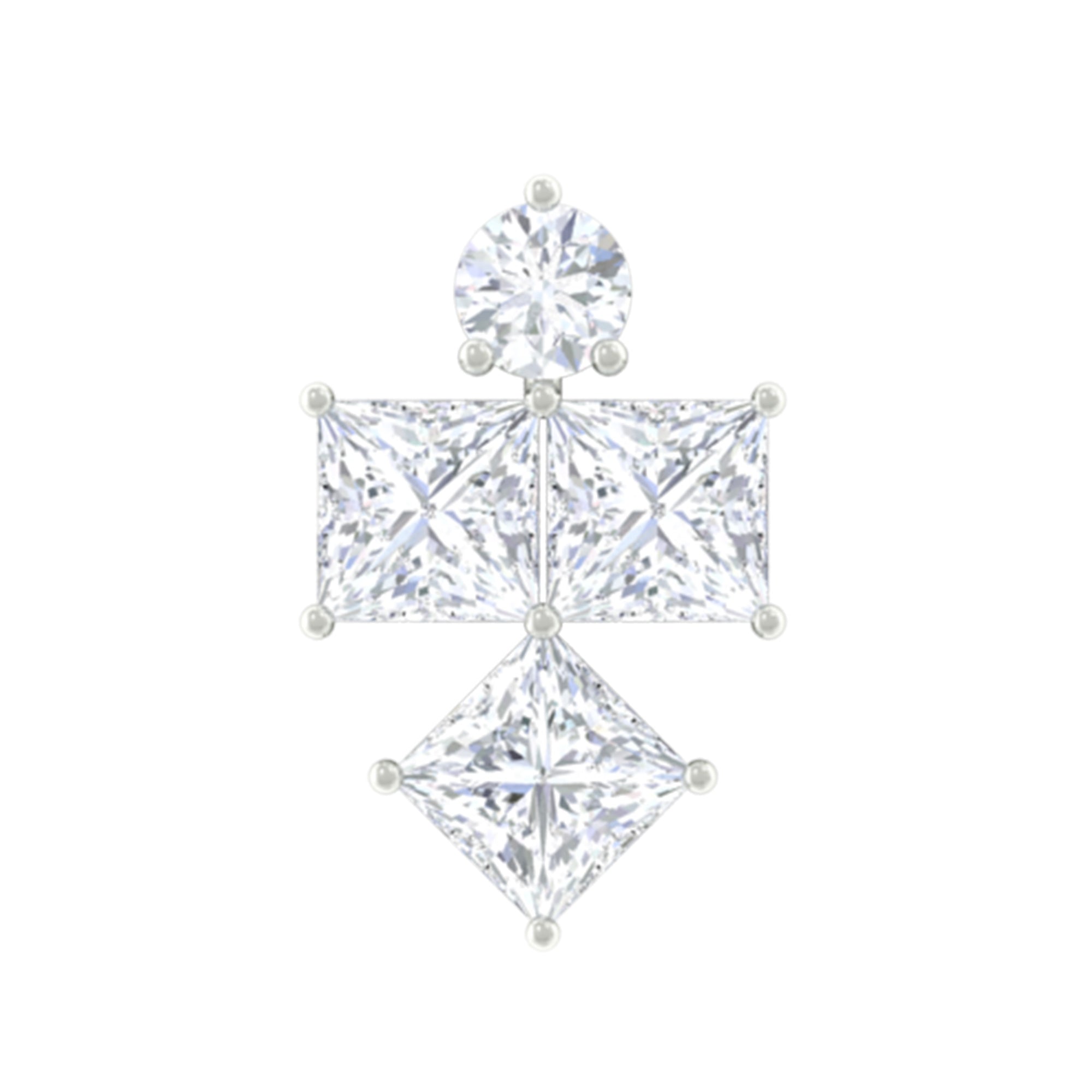 Princess Cut Diamond Helix Piercing Earring for Women Lab - ( EF-VS ) - Rosec Jewels