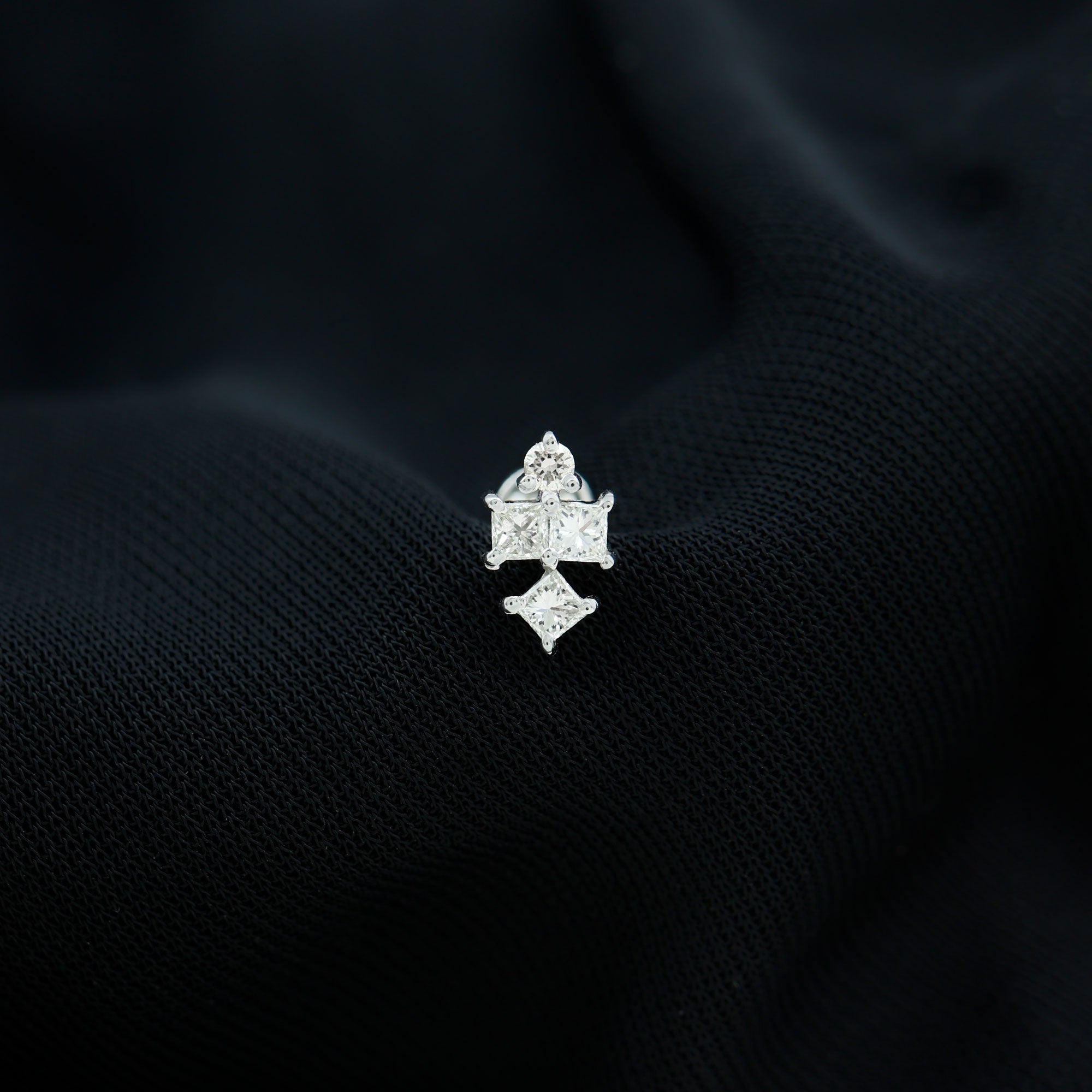 Princess Cut Diamond Helix Piercing Earring for Women Lab - ( EF-VS ) - Rosec Jewels