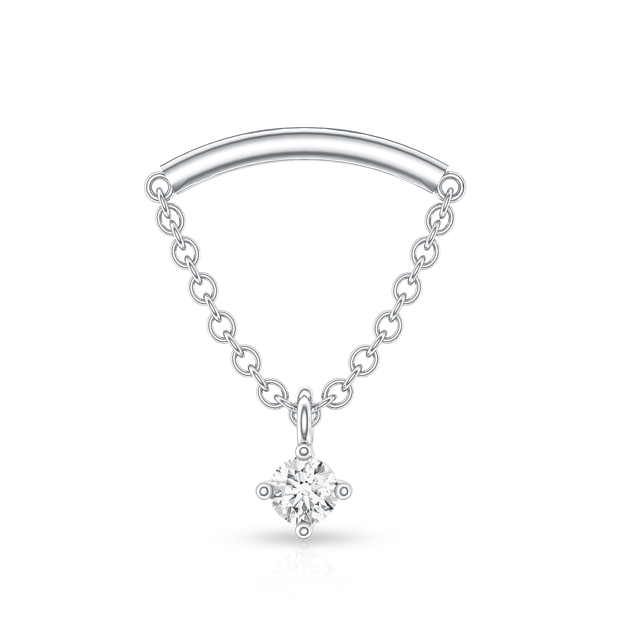 Single Diamond Hidden Helix Earring with Chain Lab - ( EF-VS ) - Rosec Jewels