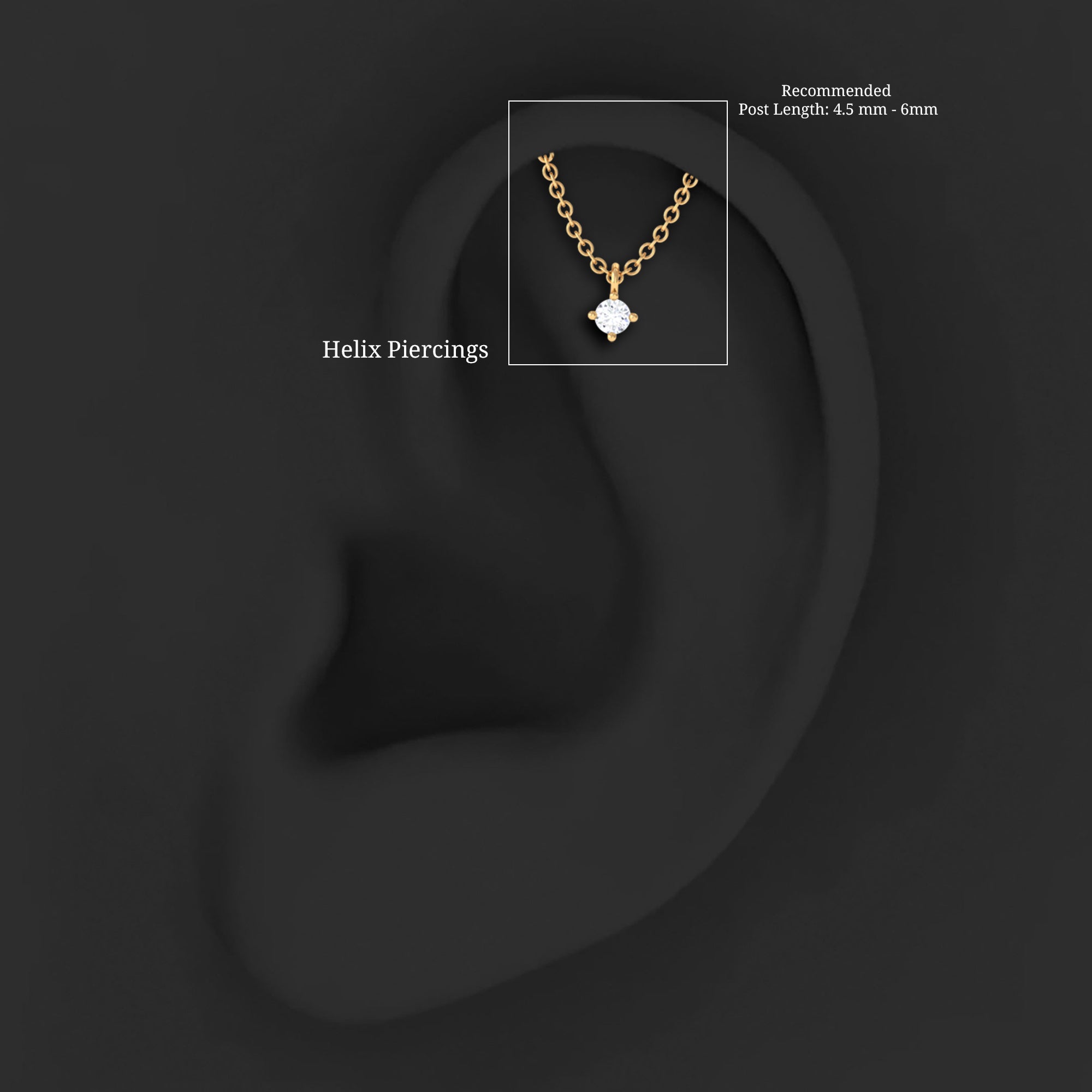 Single Diamond Hidden Helix Earring with Chain Lab - ( EF-VS ) - Rosec Jewels