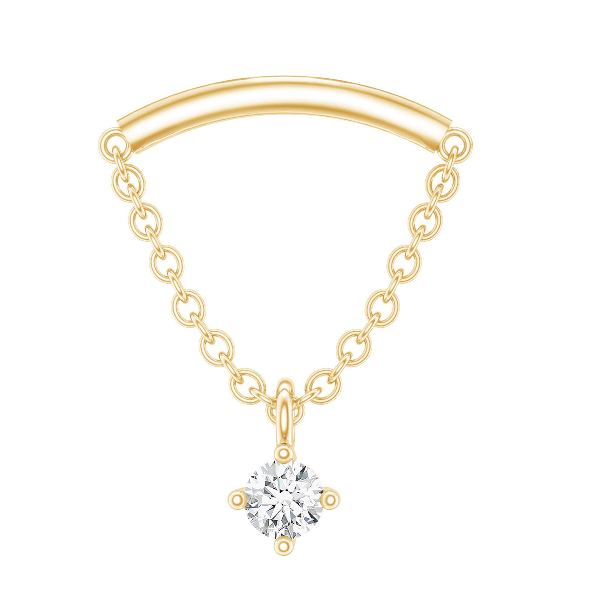 Single Diamond Hidden Helix Earring with Chain Lab - ( EF-VS ) - Rosec Jewels